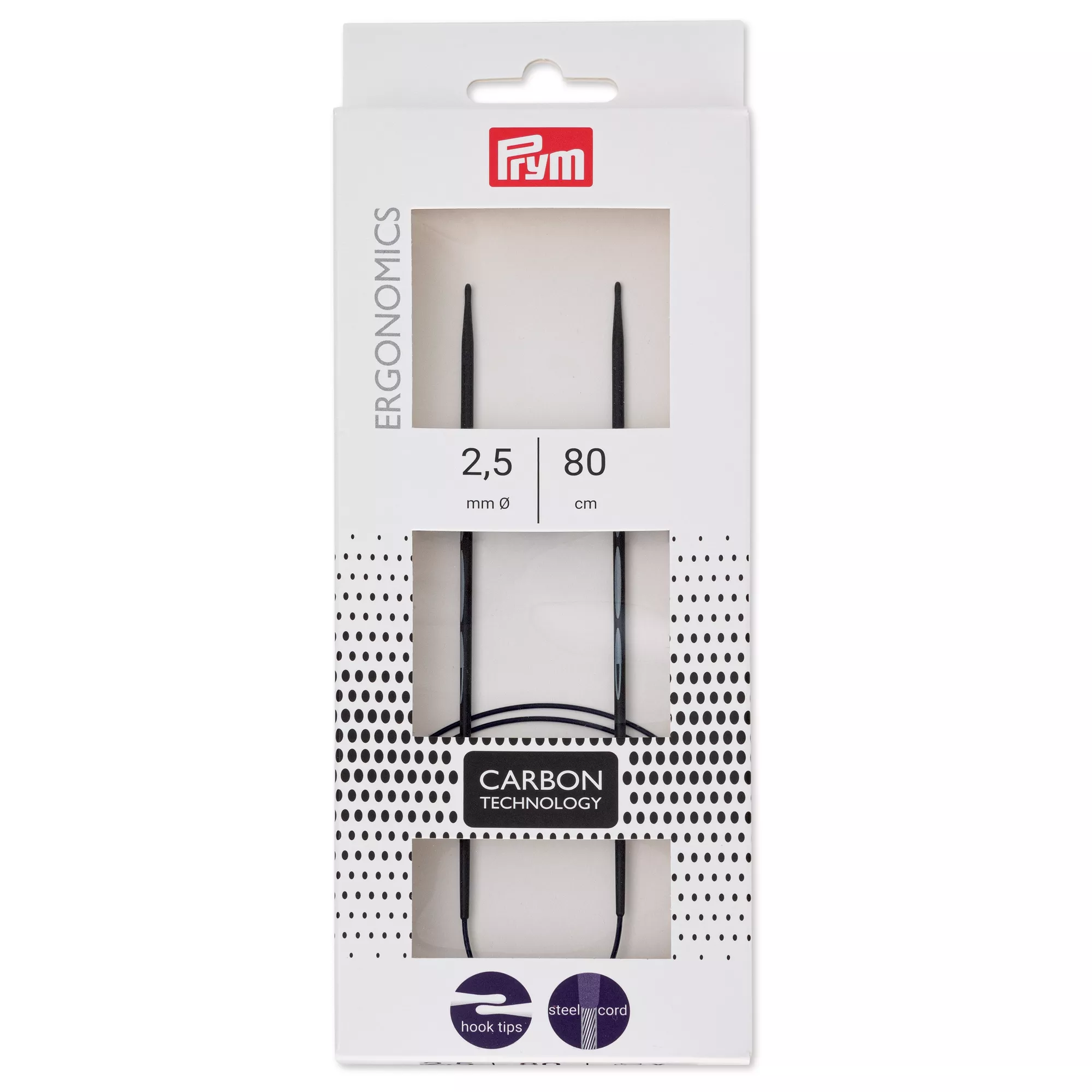 Ferro circolare, prym.ergonomics, Carbon Technology, 80cm, 2,50mm