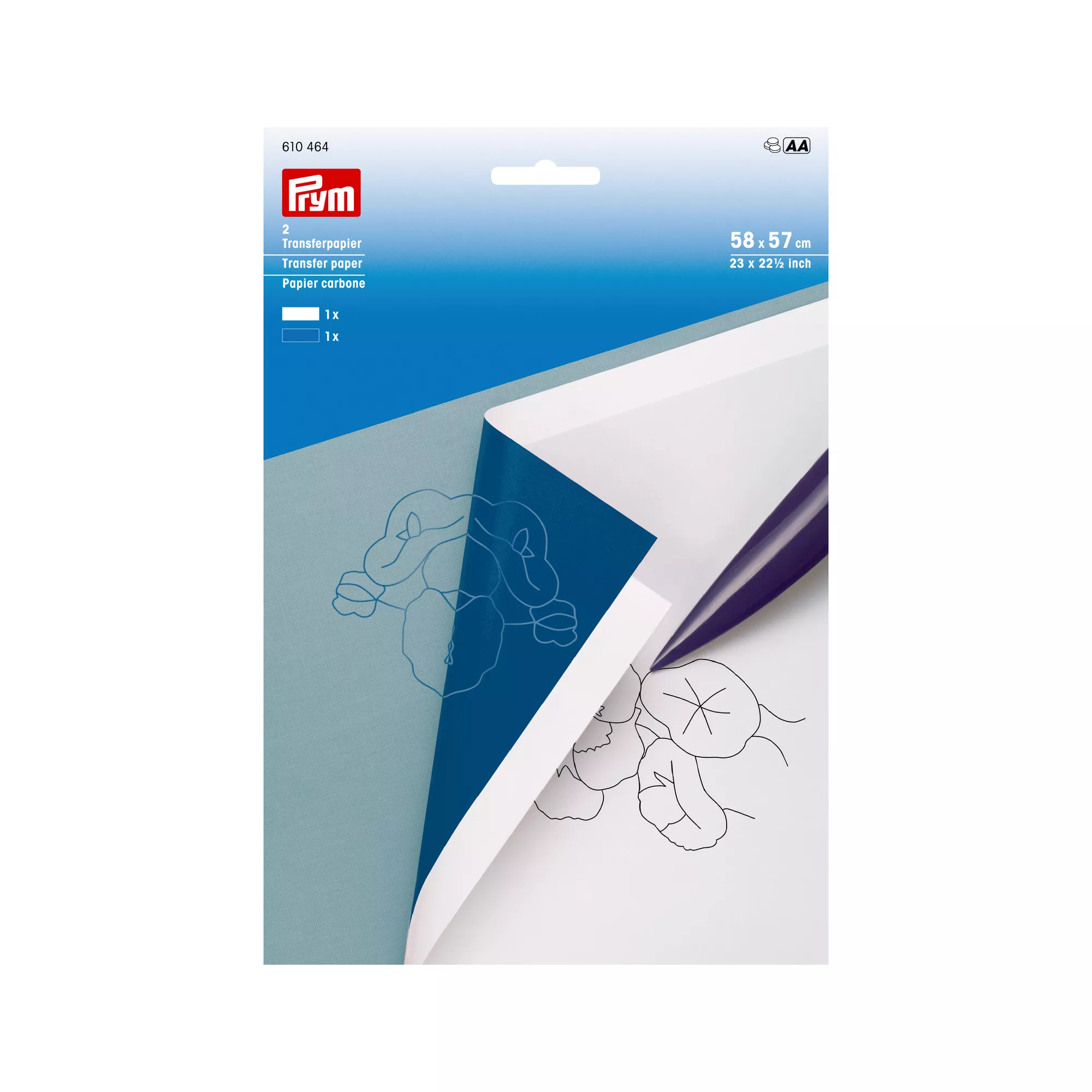 Transfer paper, white/blue