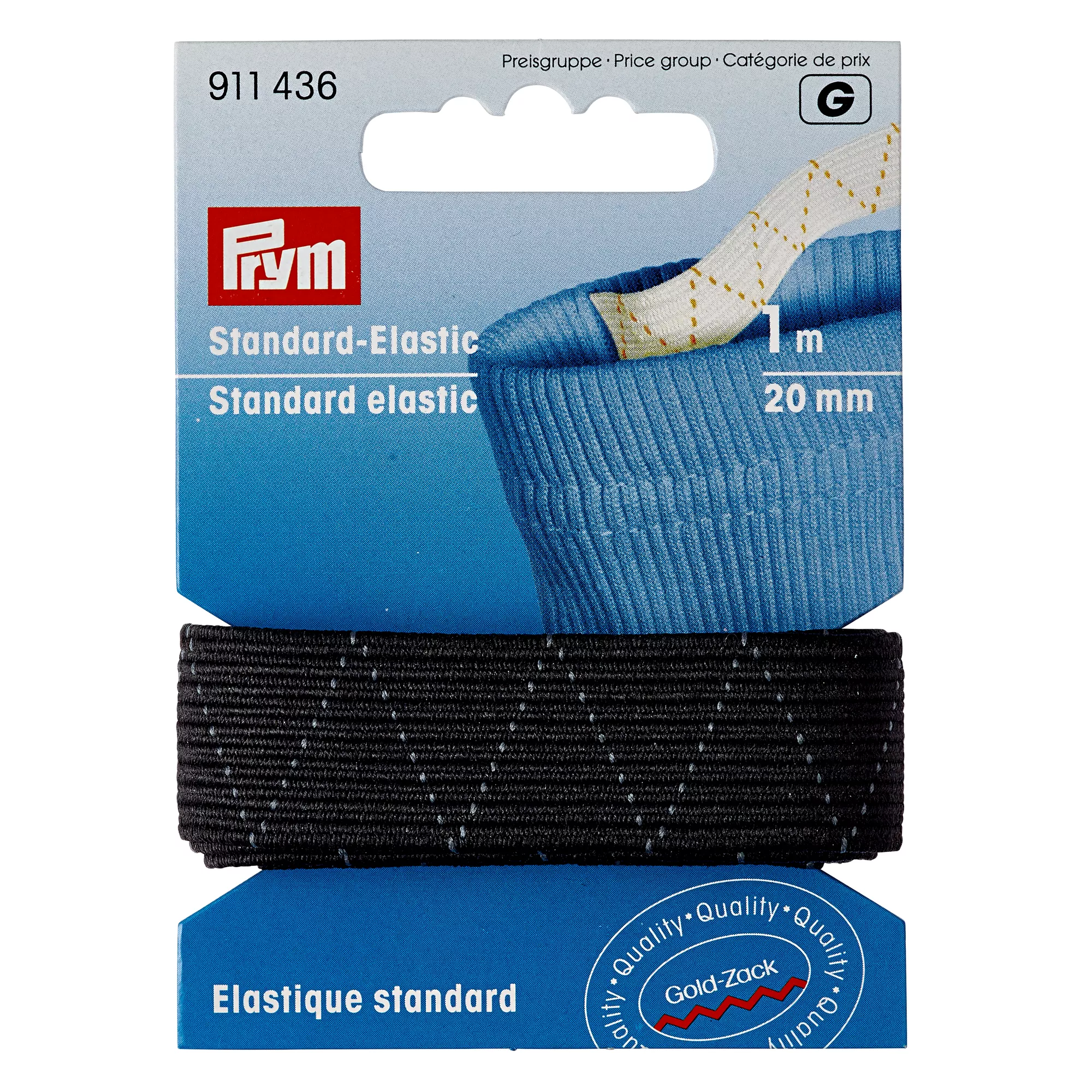 Standard-Elastic, 20mm, schwarz, 1m