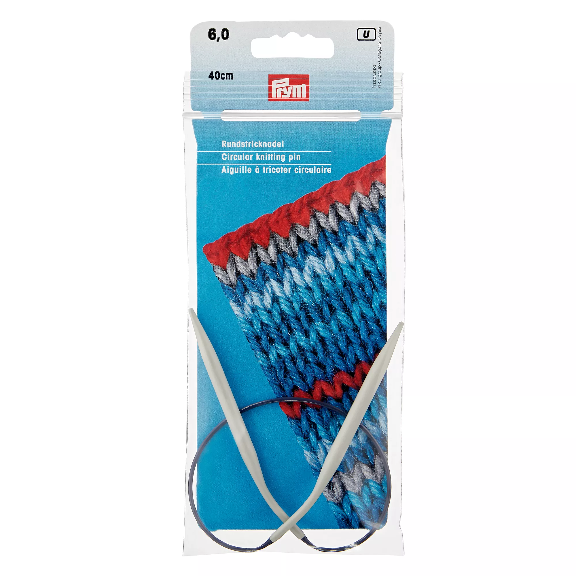 Circular knitting needles, aluminium, 40cm, 6.00mm, grey