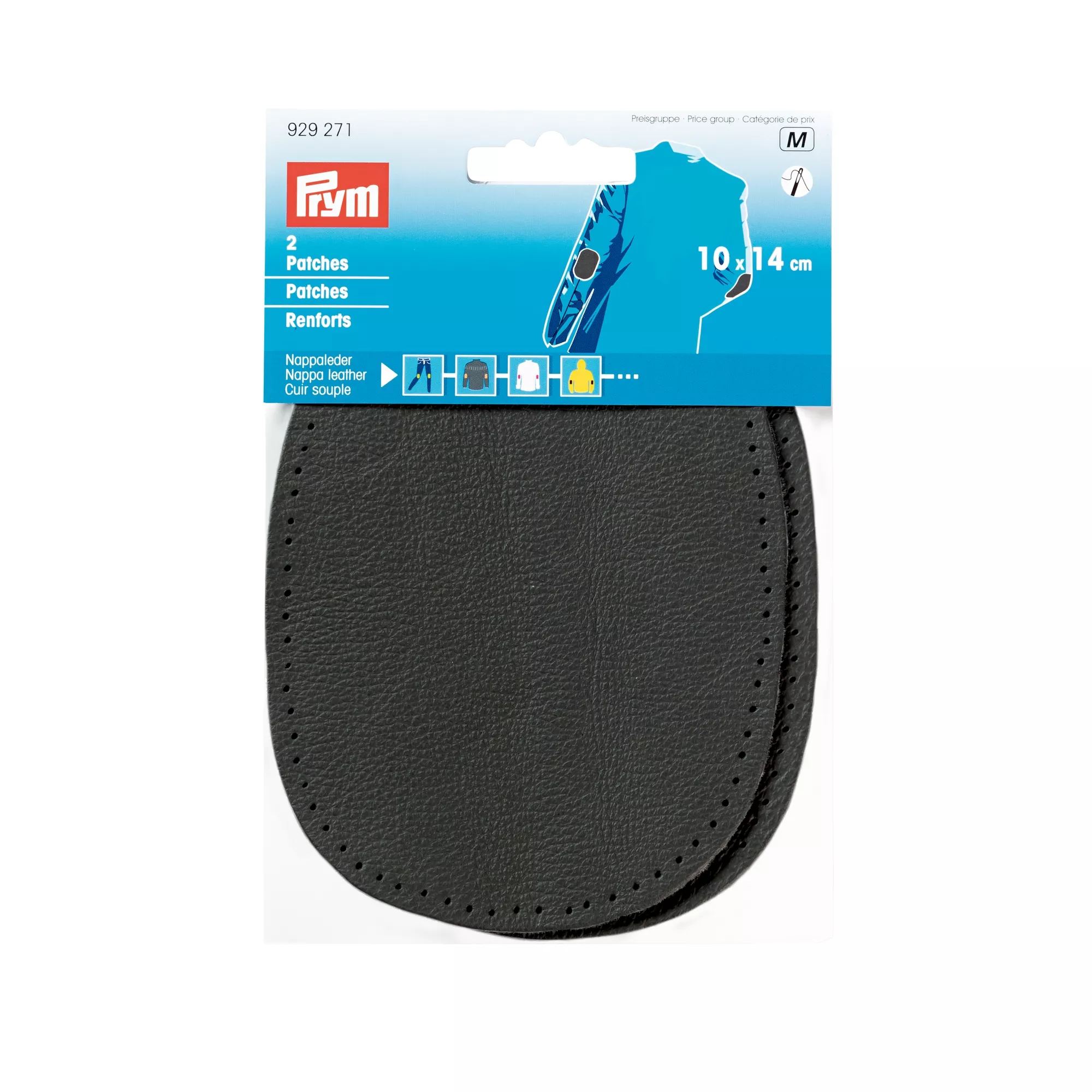 Sew-on nappa leather patches, 10 x 14cm, dark grey