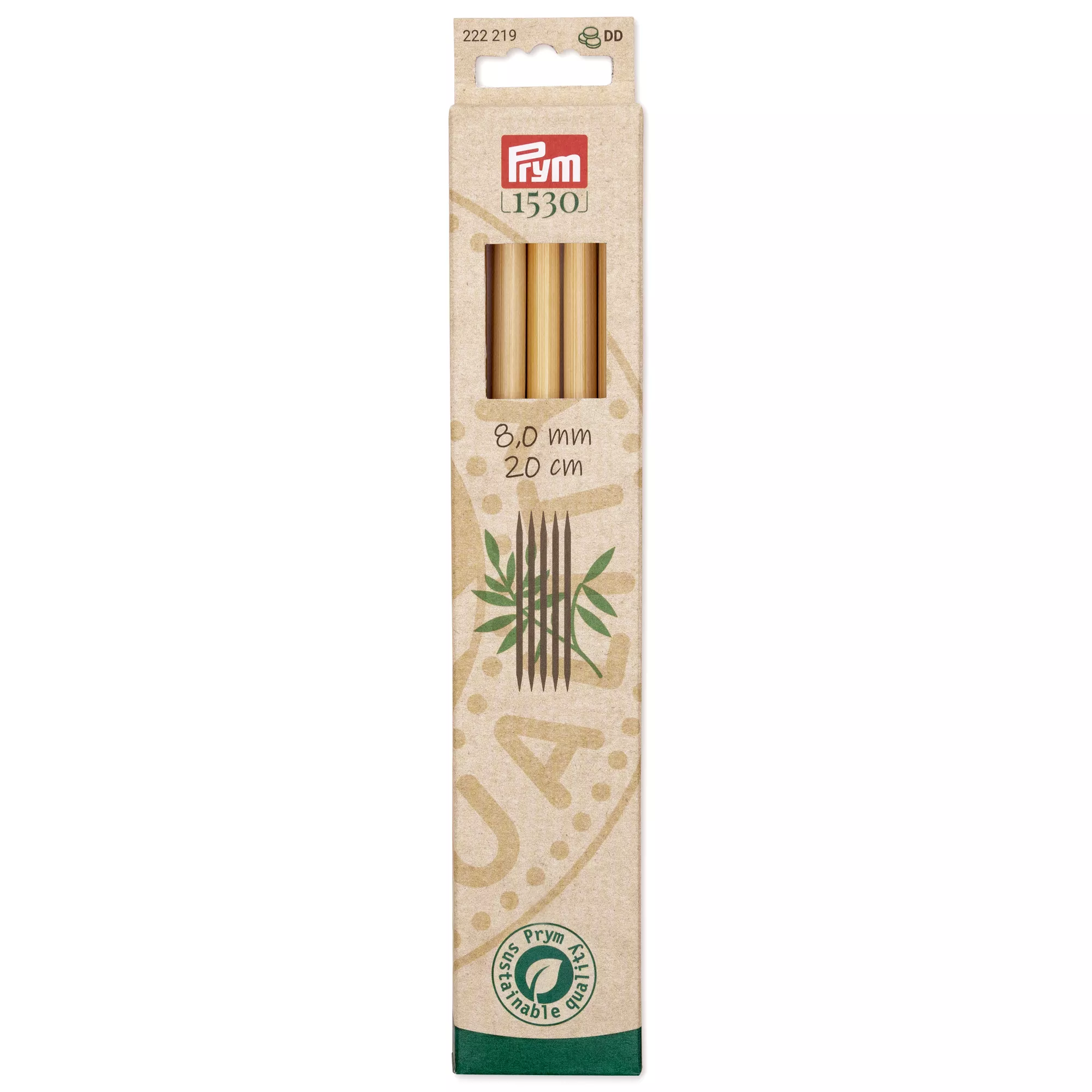 Agujas de calcetar Prym 1530, Bambú, 8,0mm, 20cm
