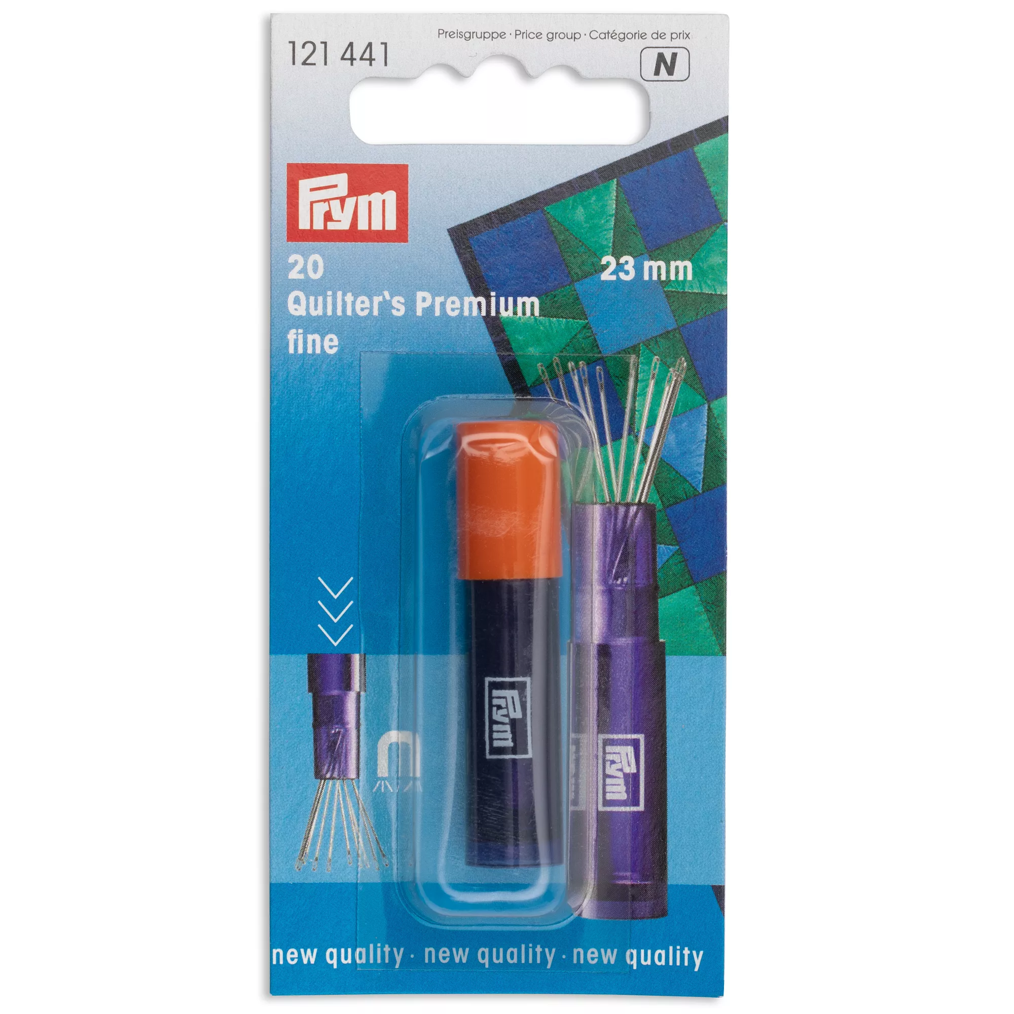 Quilting sewing needles with silver eye, fine, 0.60 x 23mm