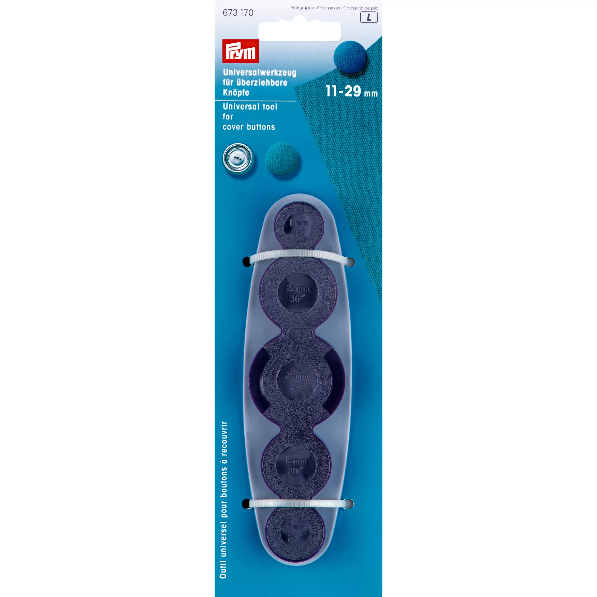 Tool for coverable metal buttons