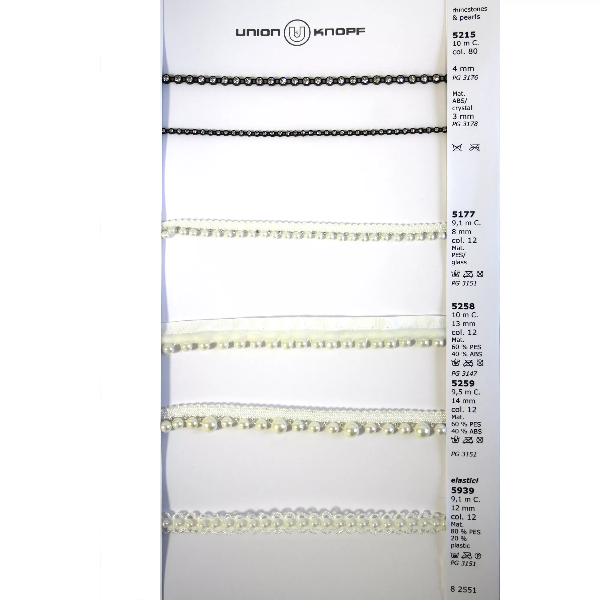 Elastic ribbon with pearls 12mm white