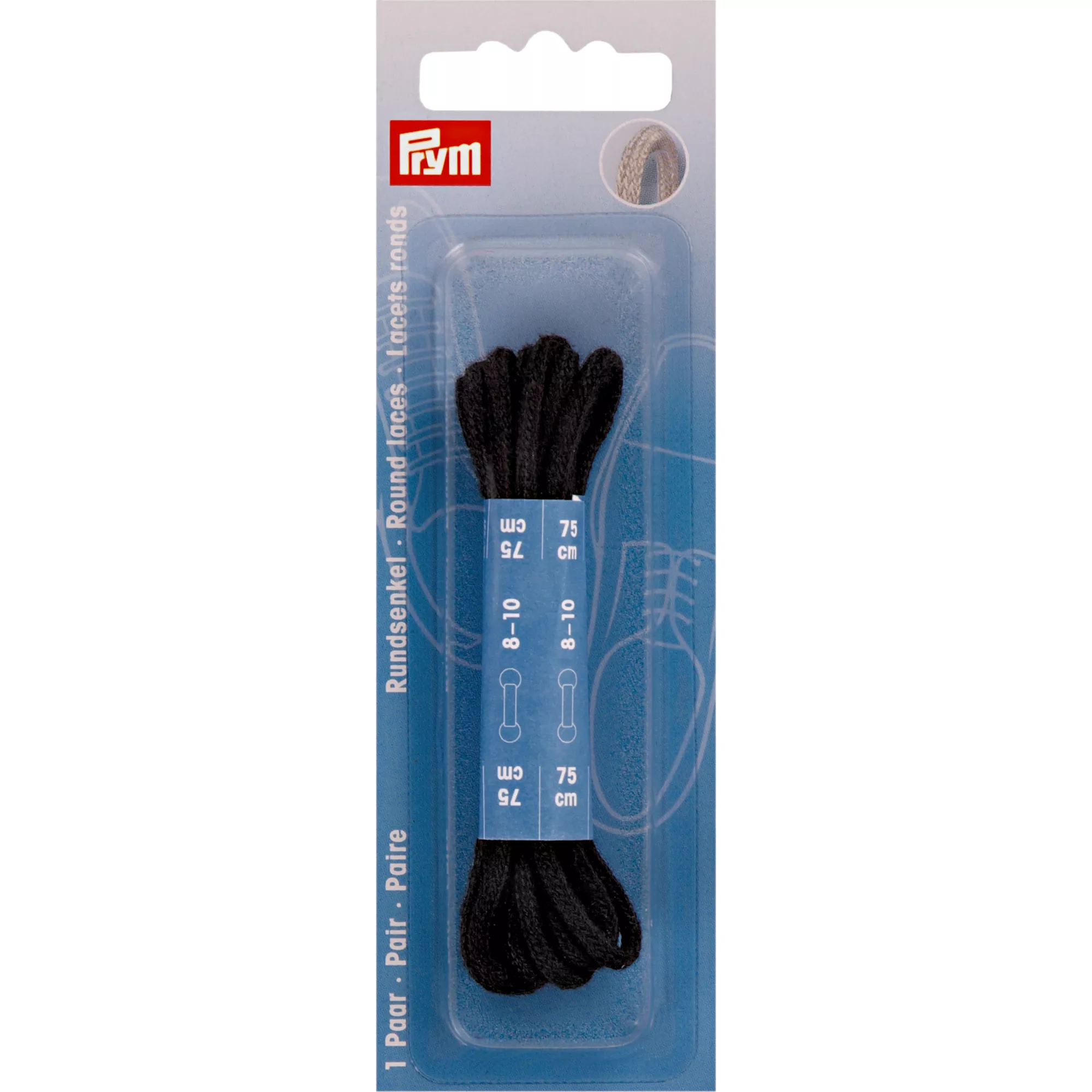 Round laces 3mm x 75cm, black