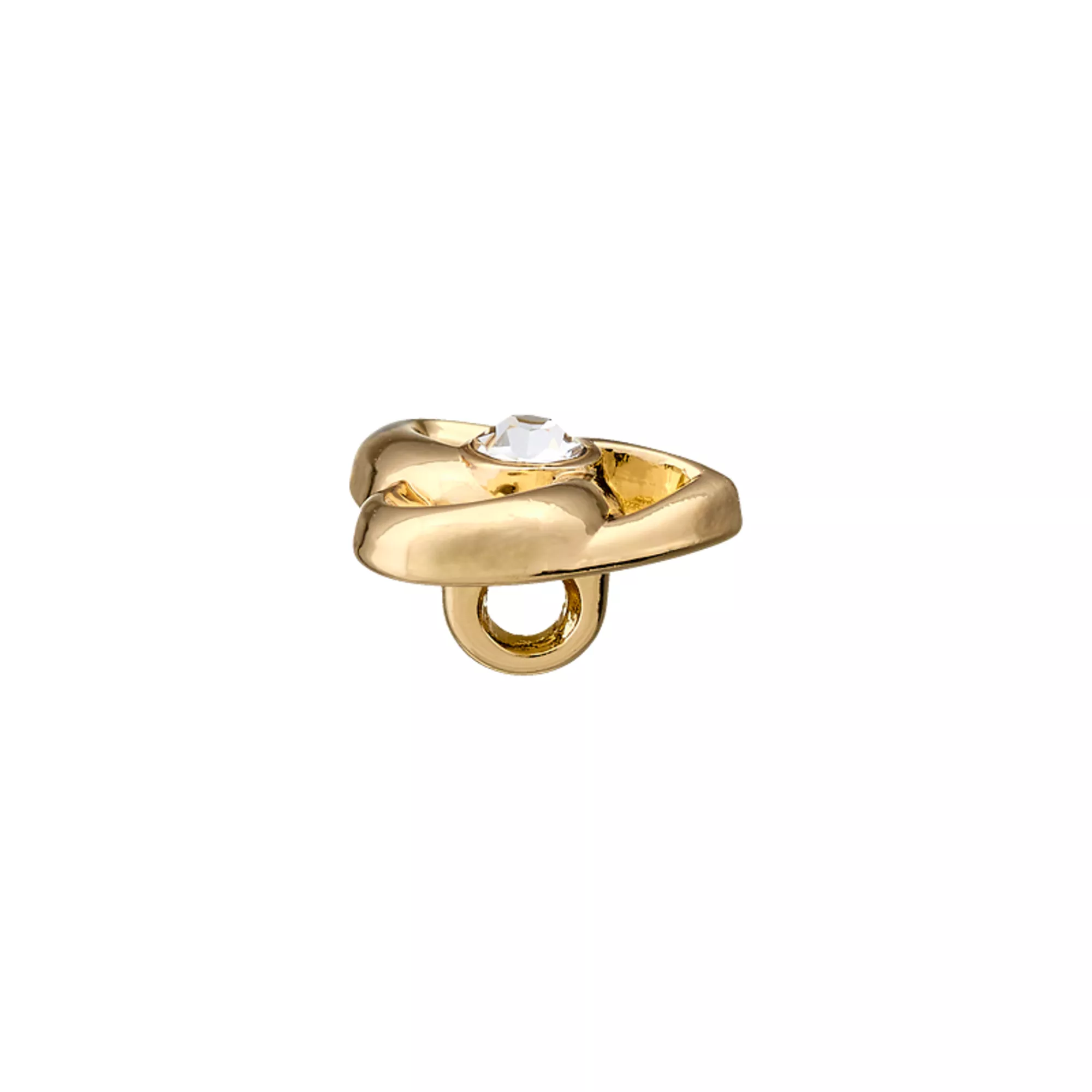 Bouton métal/strass pied, Cœur