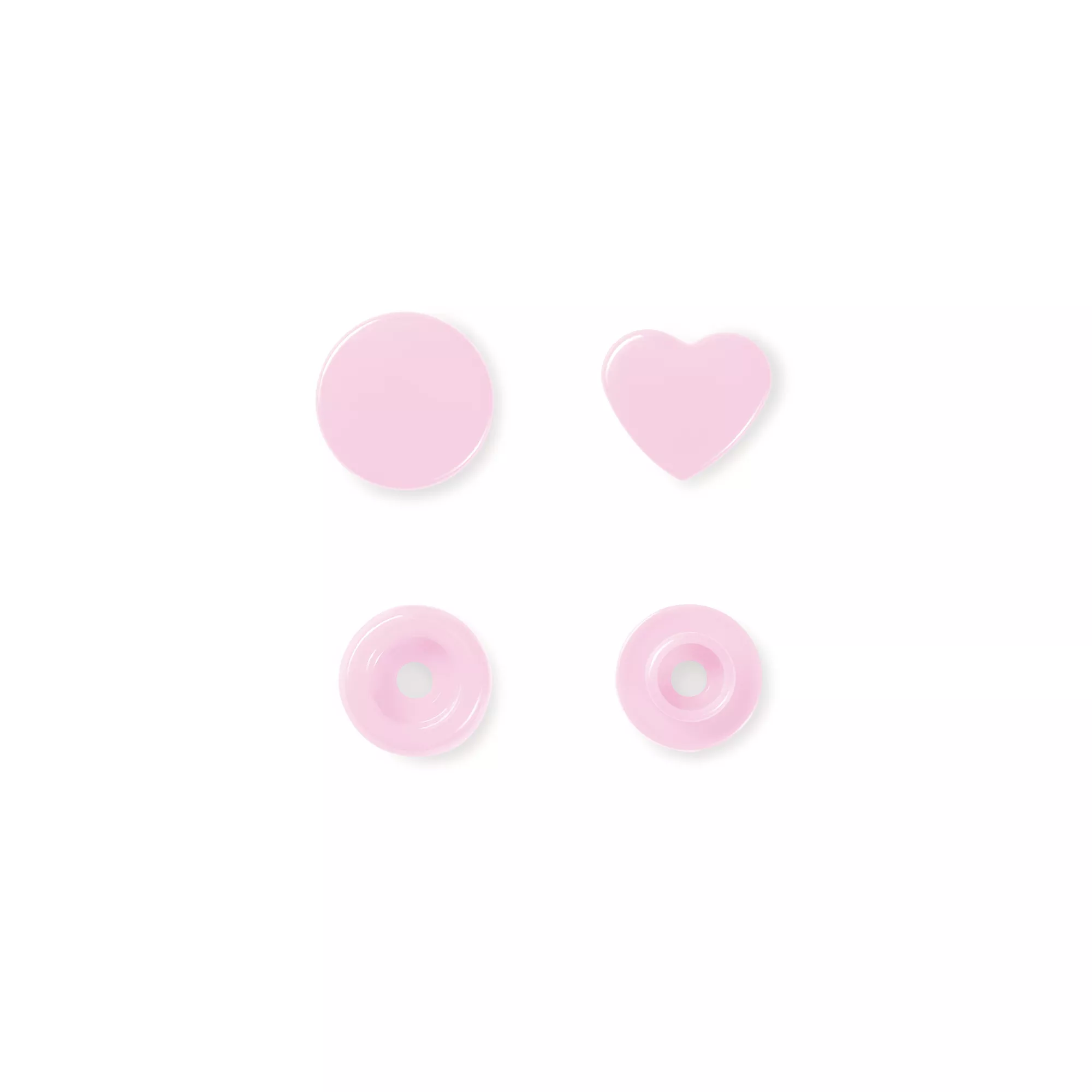 Non-sew press fasteners, Colour Snaps, Heart, rose