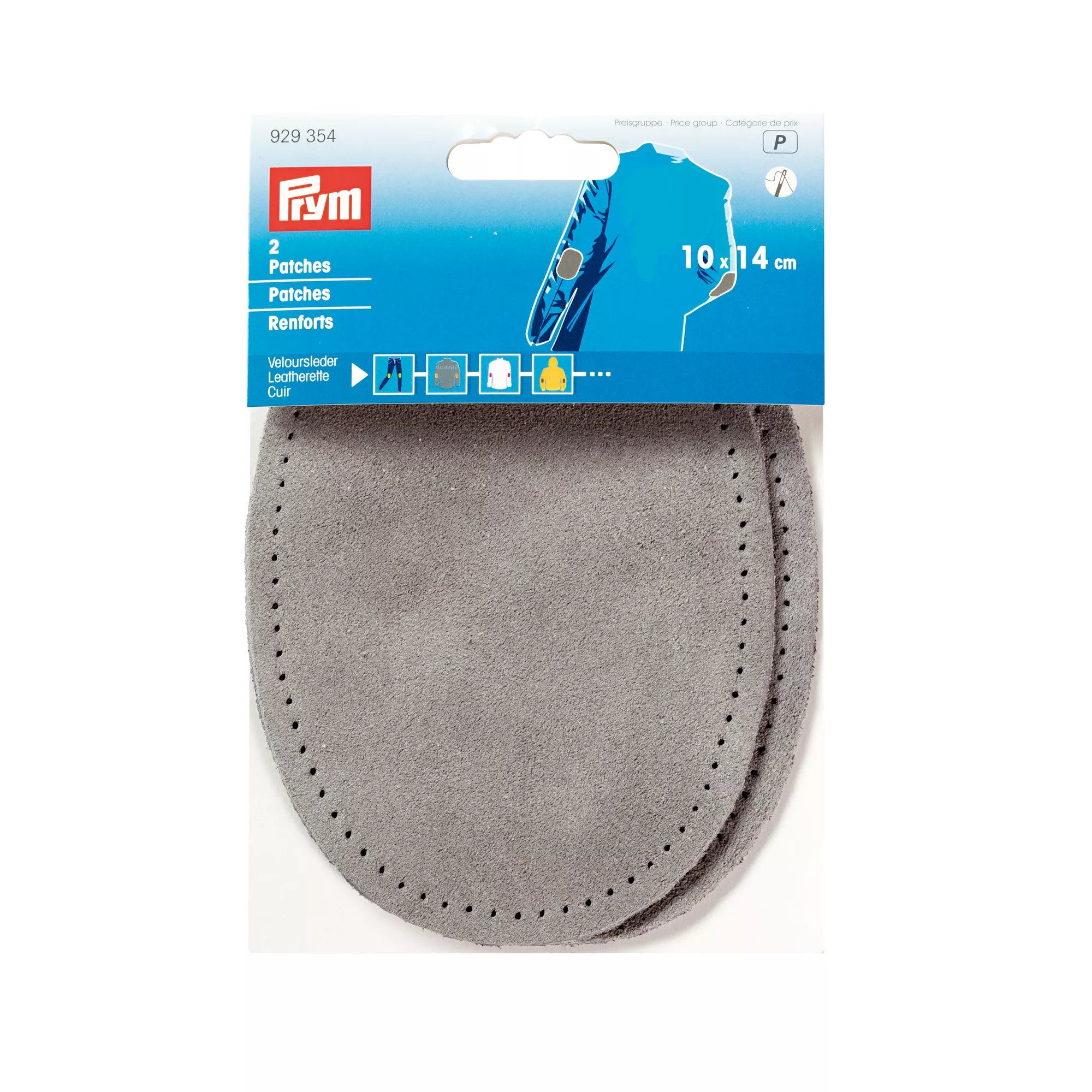 Patches suede, sew-on, 10 x 14cm, grey