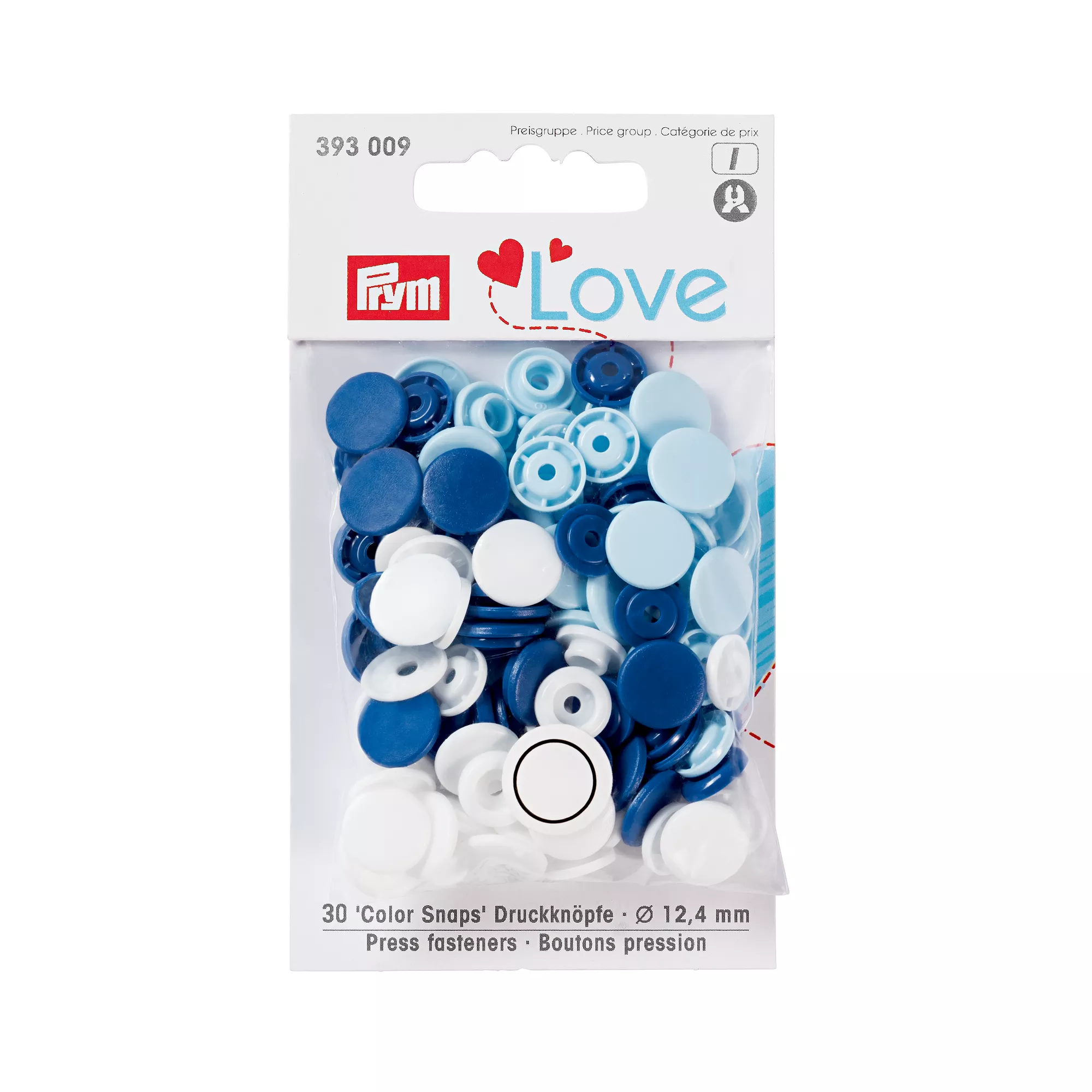 Color snap fastener, Prym Love, 12.4 mm, blue/white /light blue
