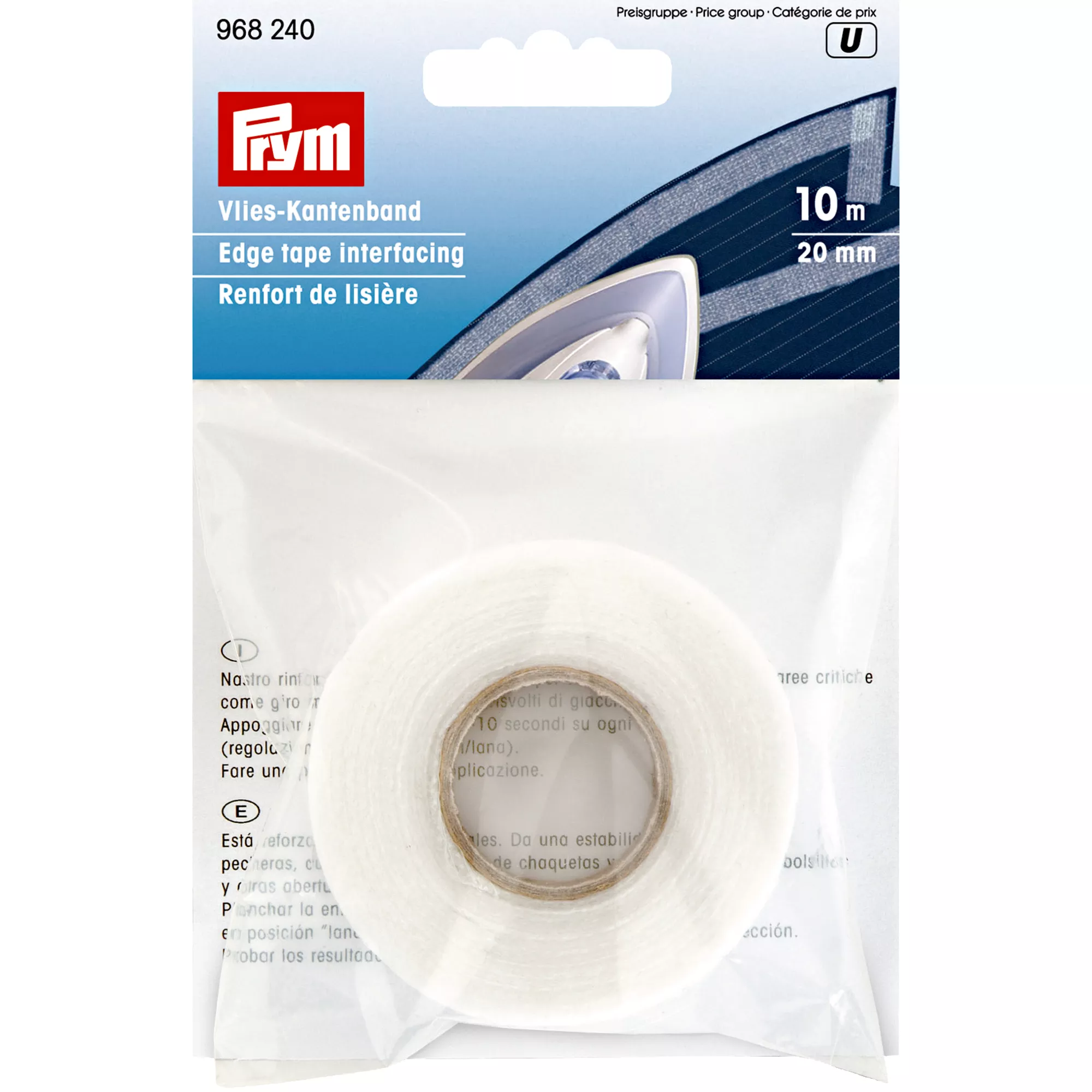 Edge tape interfacing, iron-on, 20mm, white