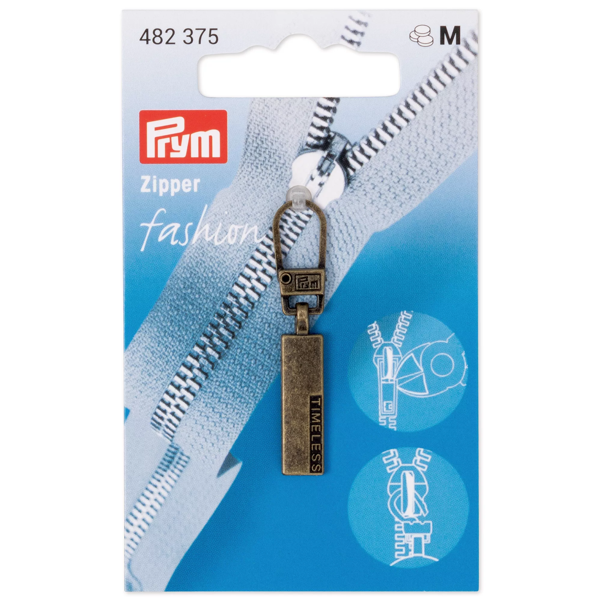 Zip puller classic TIMELESS, antique brass 