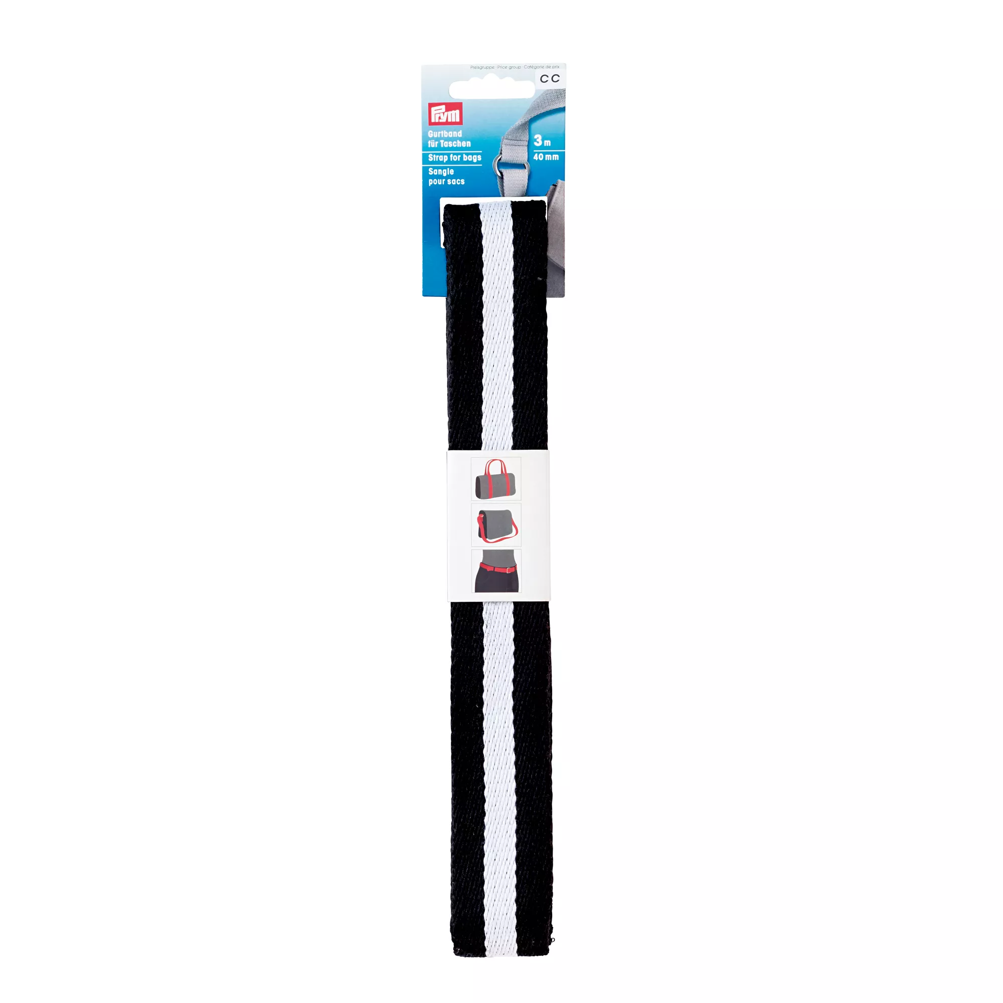 Sangle pour sacs 40mm noir/blanc