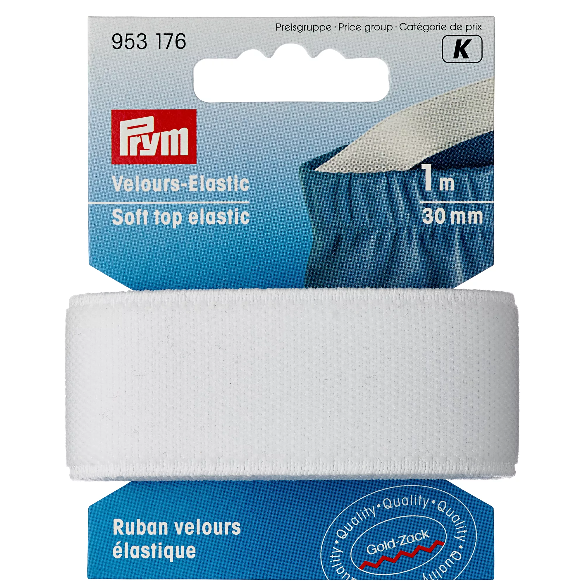Elastico vellutato, 30mm, bianco, 1m