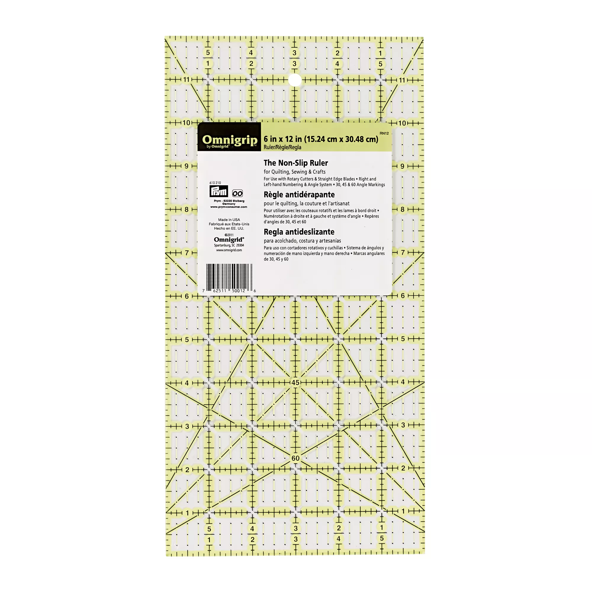 Omnigrip non-slip ruler, 6x12inch