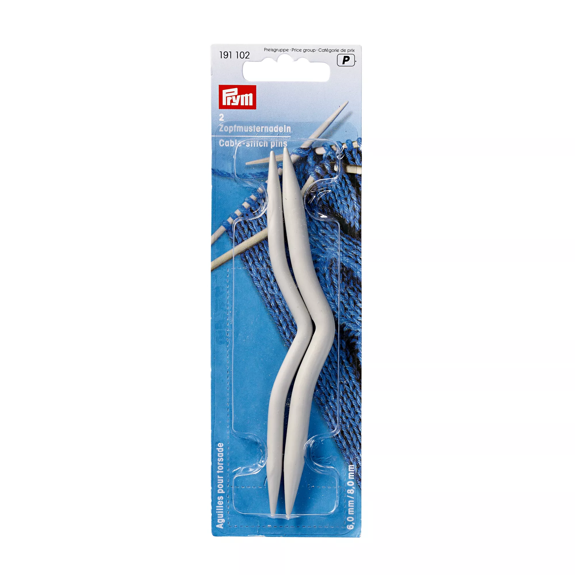 Cable-stitch needles, 6.00 + 8.00 mm, grey