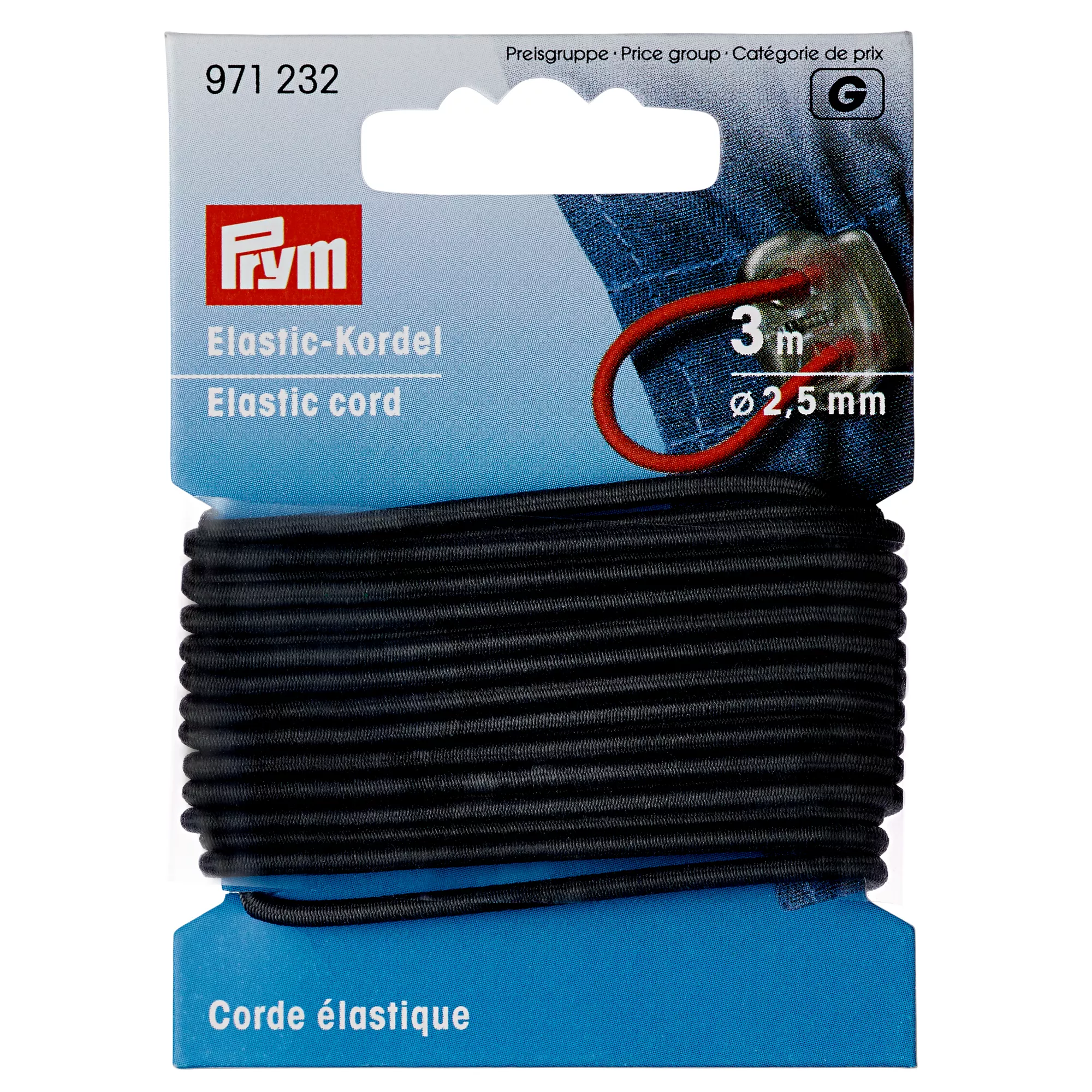 Cordoncino elastico, 2,5mm, grigio, 3m