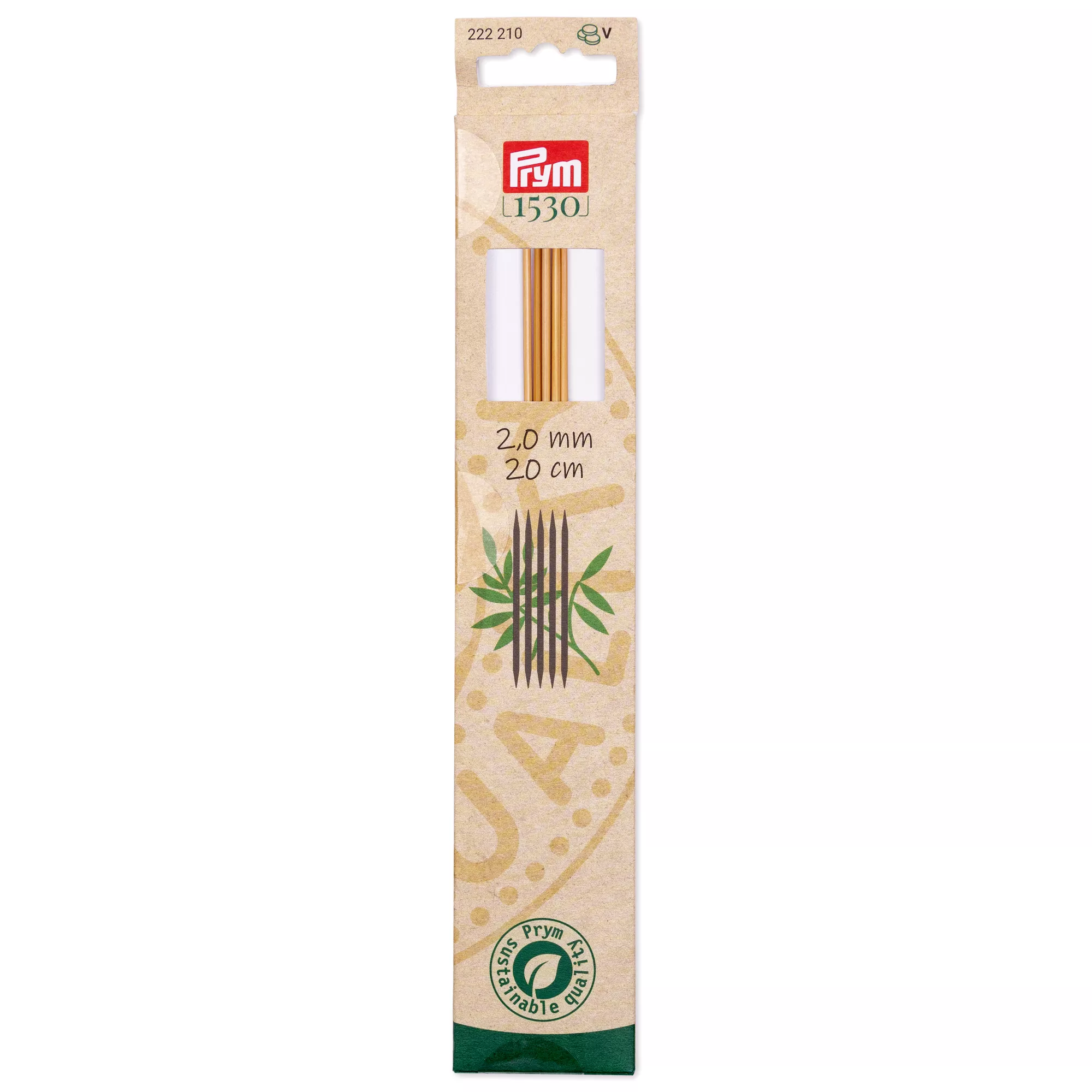 Agujas de calcetar Prym 1530, Bambú, 2,0mm, 20cm