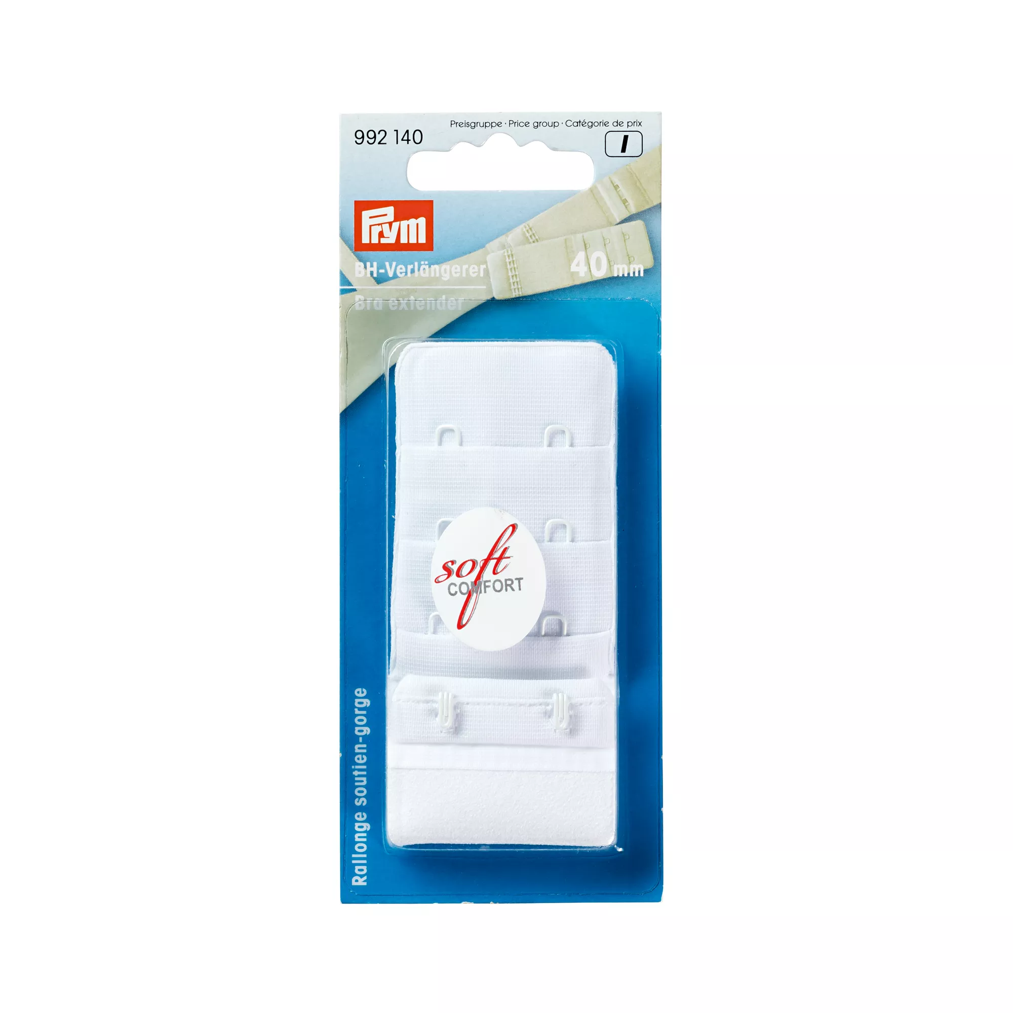 Allarga reggiseno, 3x2 ganci, 40mm, bianco