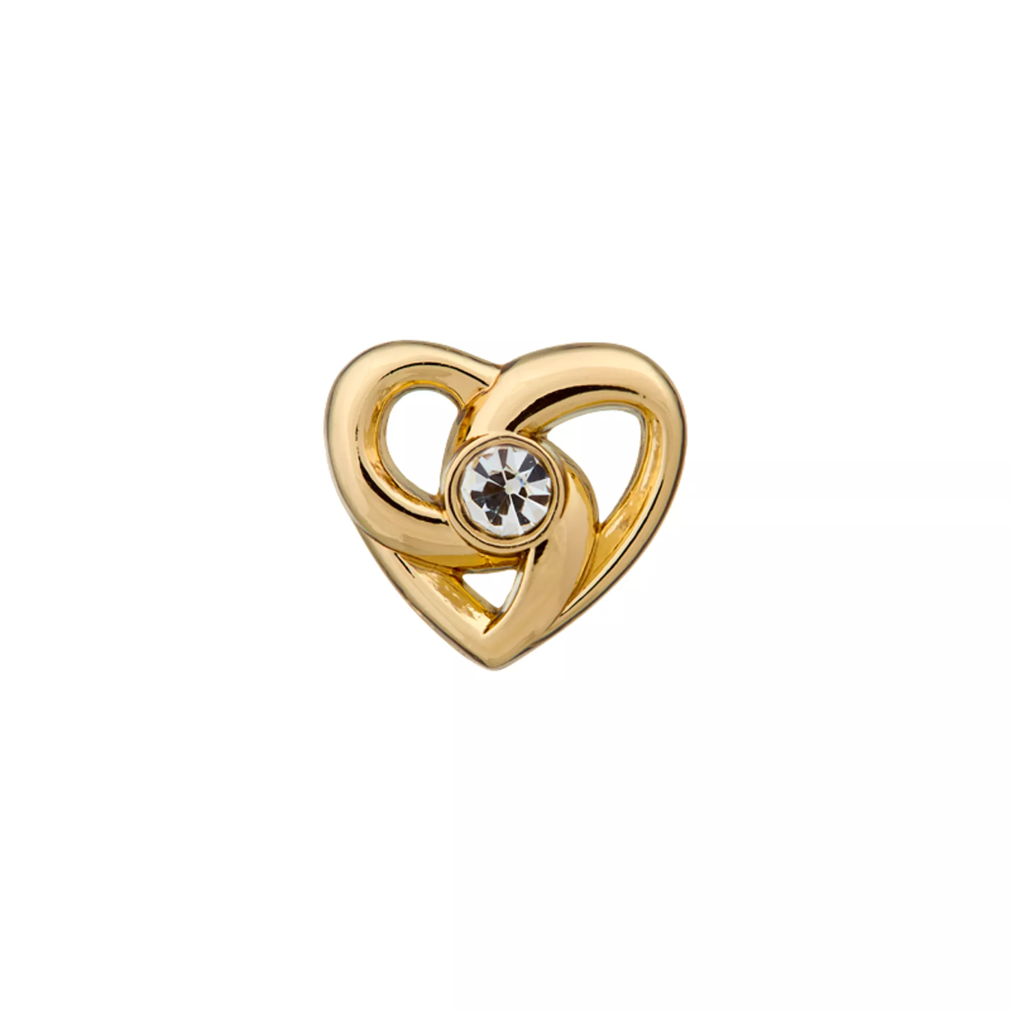 Bouton métal/strass pied, Cœur