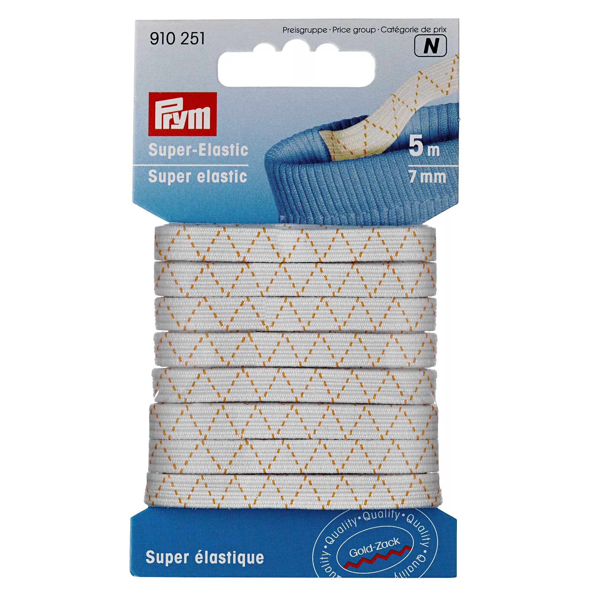 Super elastico lavabile, 7mm, bianco, 5m