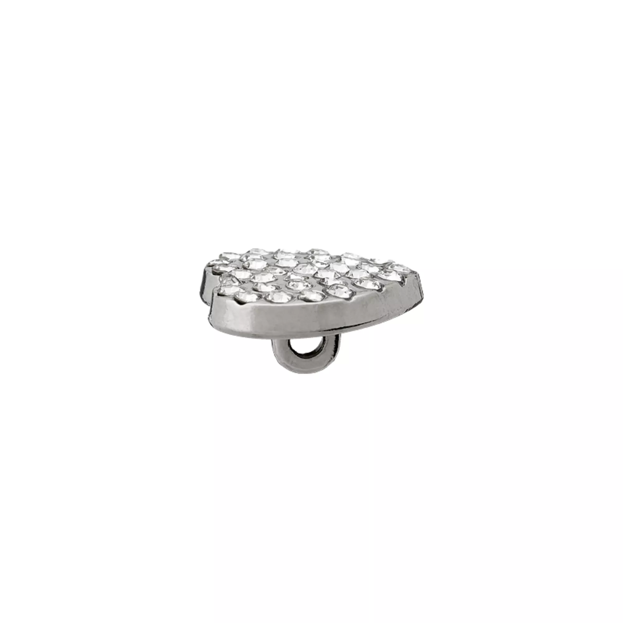 Bouton métal/strass pied, Cœur