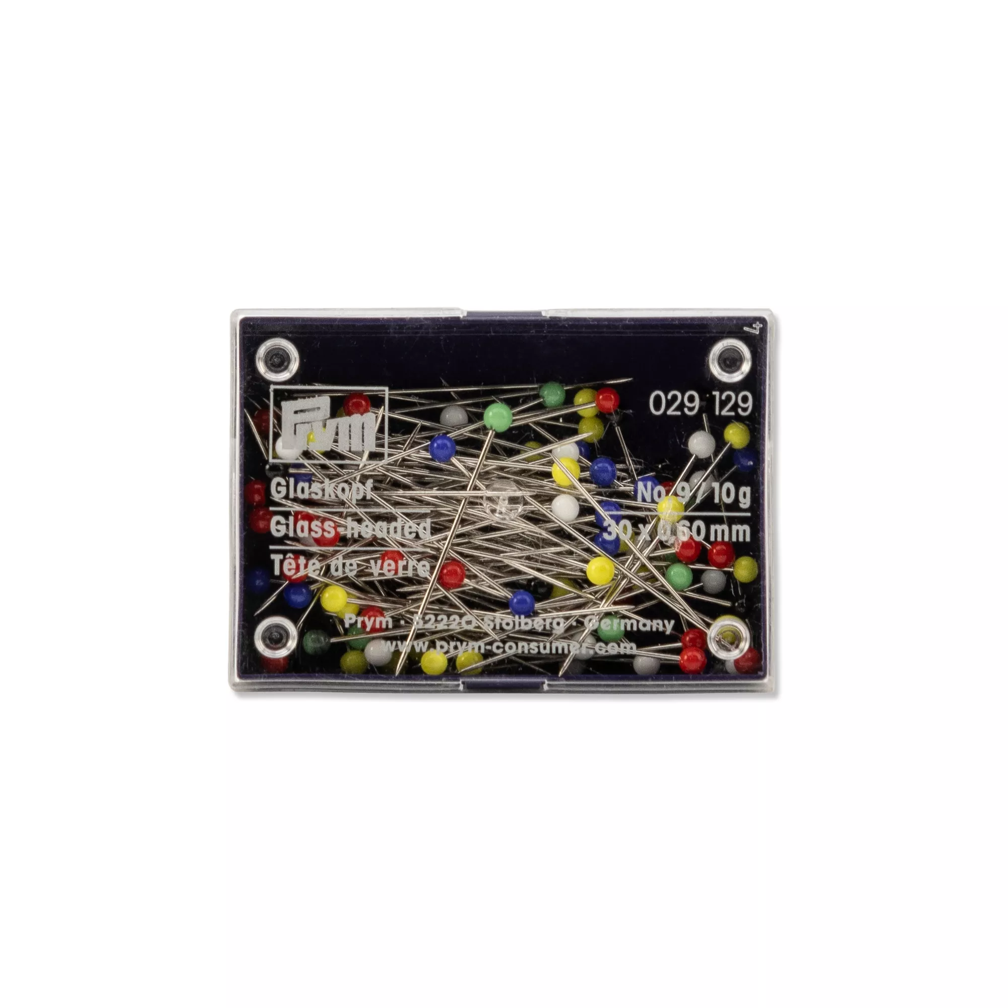 Glaskopfnadeln, 0,60 x 30mm, bunt, 10g