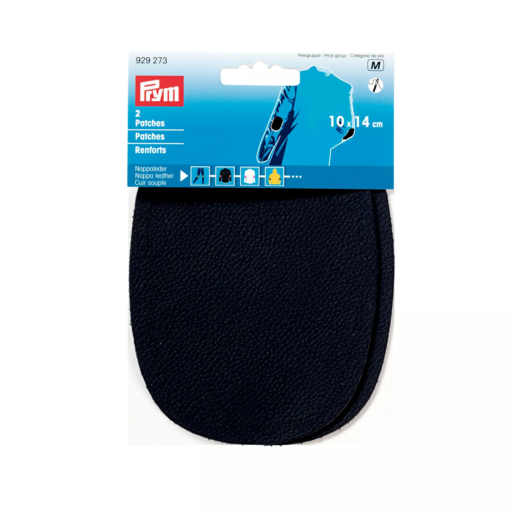 Sew-on nappa leather patches, 10 x 14cm, dark blue