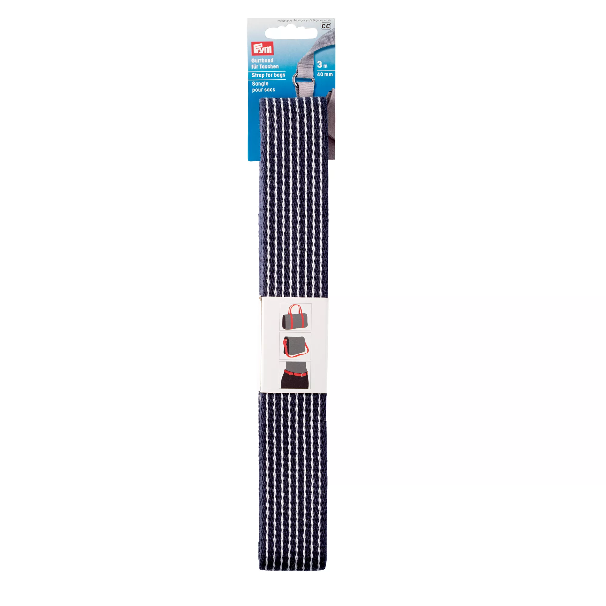 Sangle pour sacs 40mm bleu/blanc rayé