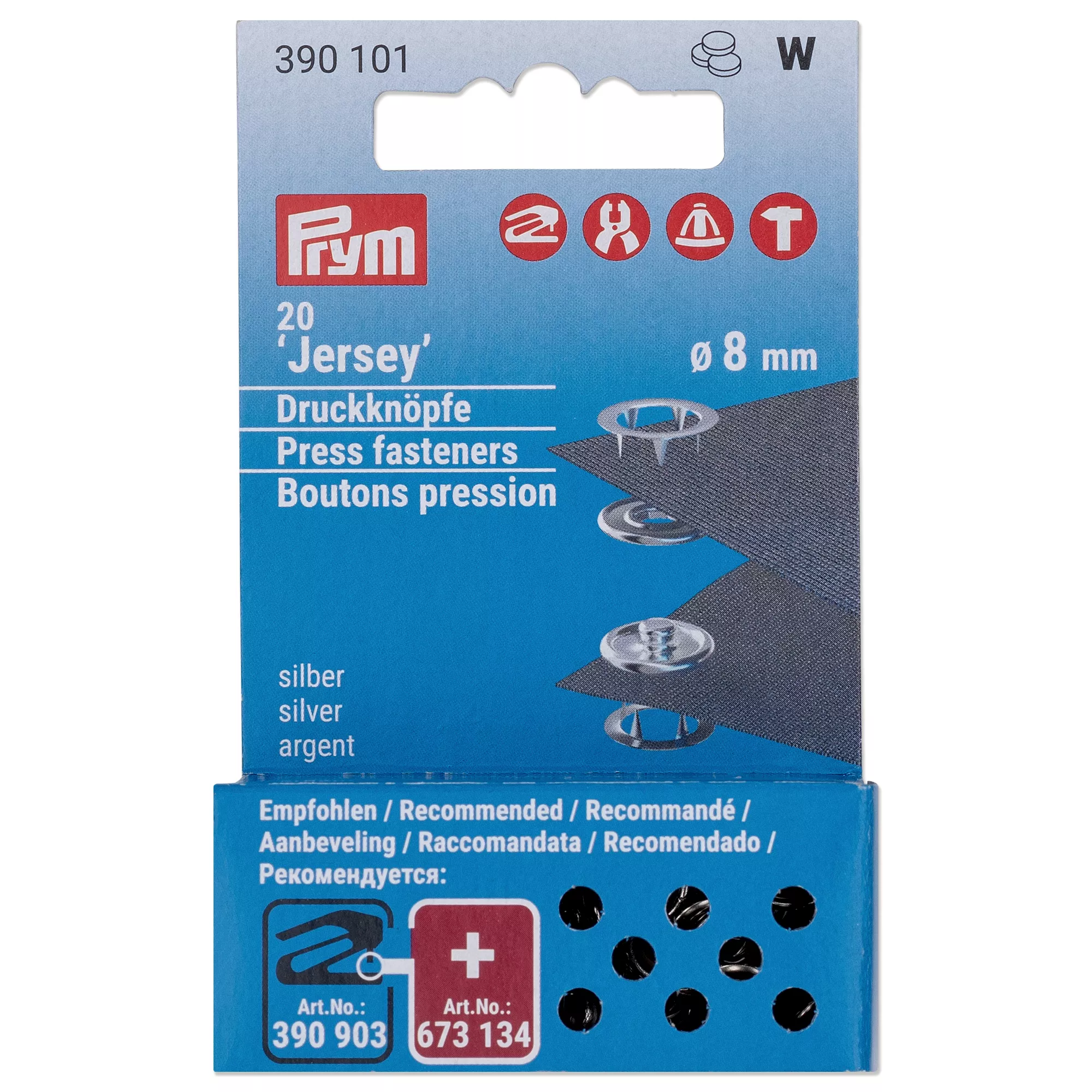 Ricambio bottoni a pressione Jersey, anello, 8mm, argento