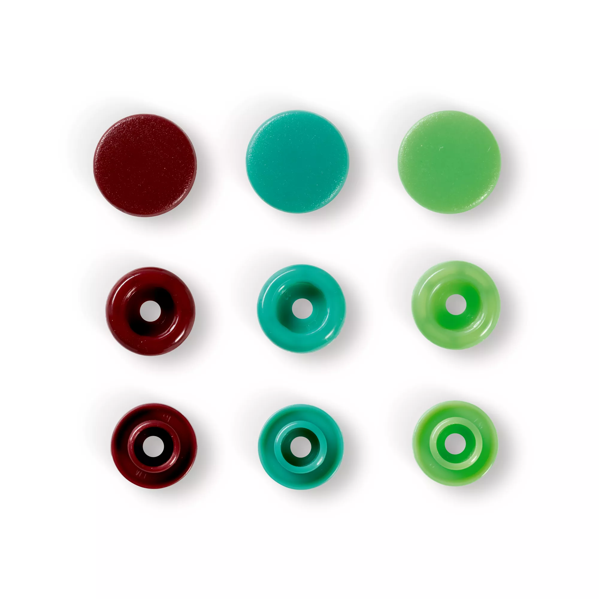 Color snap fastener, Prym Love, 12.4 mm, green/light green/brown
