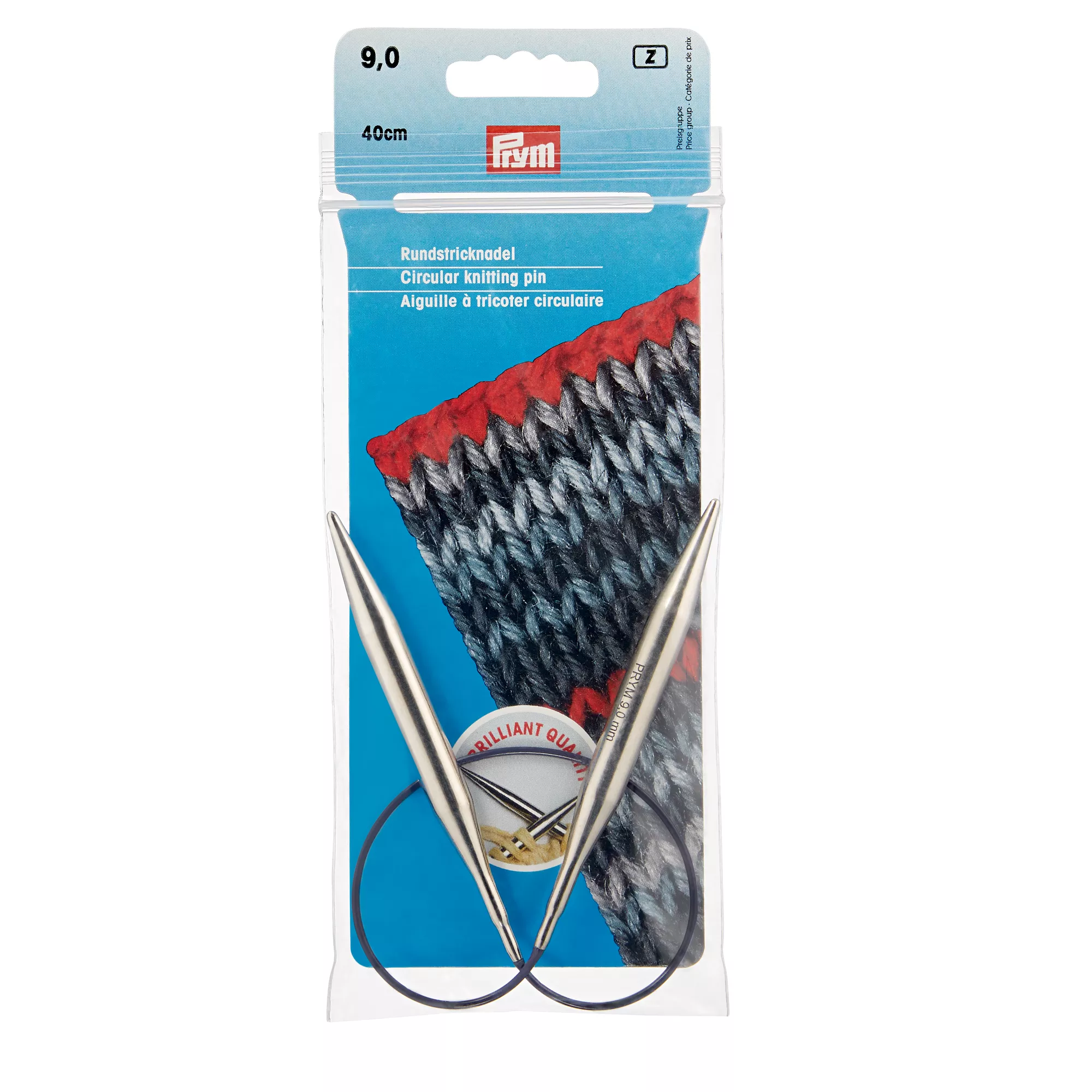 Circular knitting needles, 40cm, 9.00mm, silver-coloured