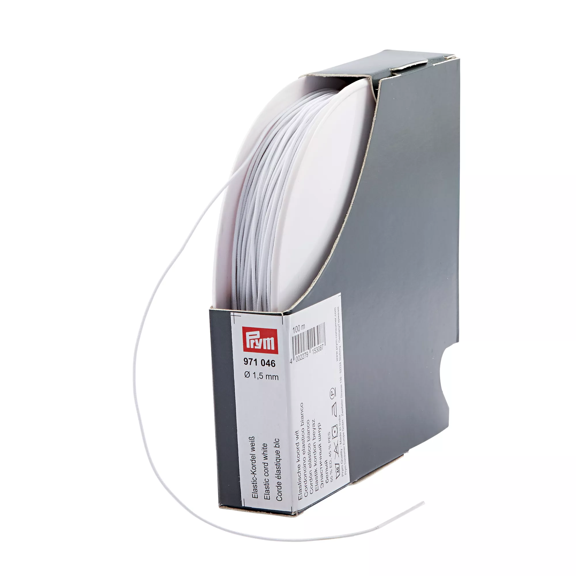 Cordoncino elastico, 1,5mm, bianco, 100m