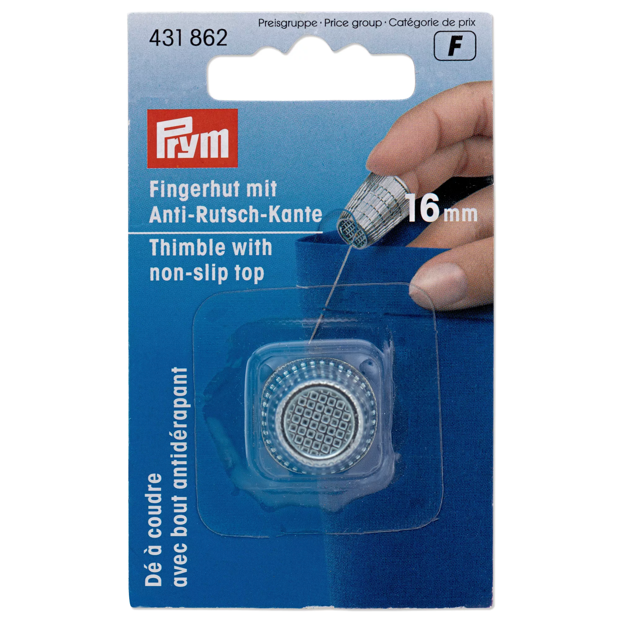Thimble with anti-slip edge, 16.0mm, silver-coloured, items