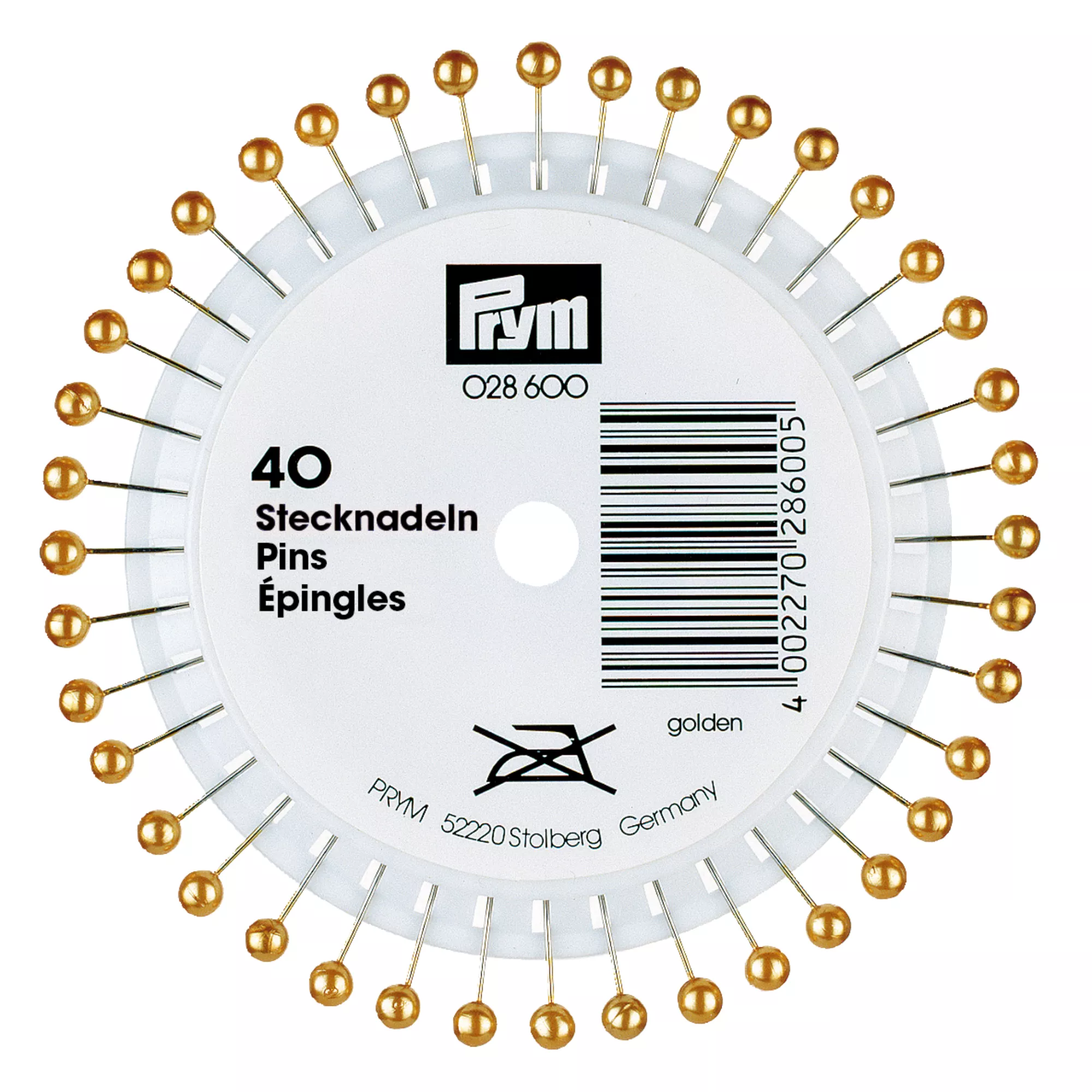 Perlkopf-Stecknadeln 0,58 x 40 mm goldfarbig