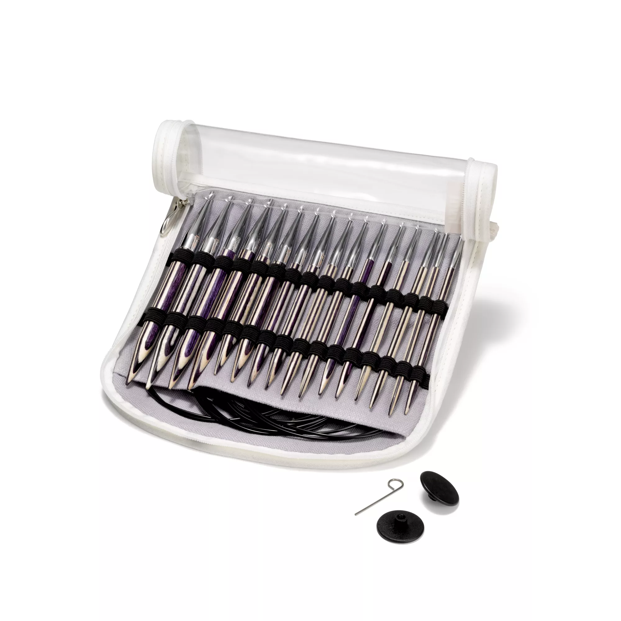 Aiguilles à tricoter circulaires jeu, rayures lila 4-10mm