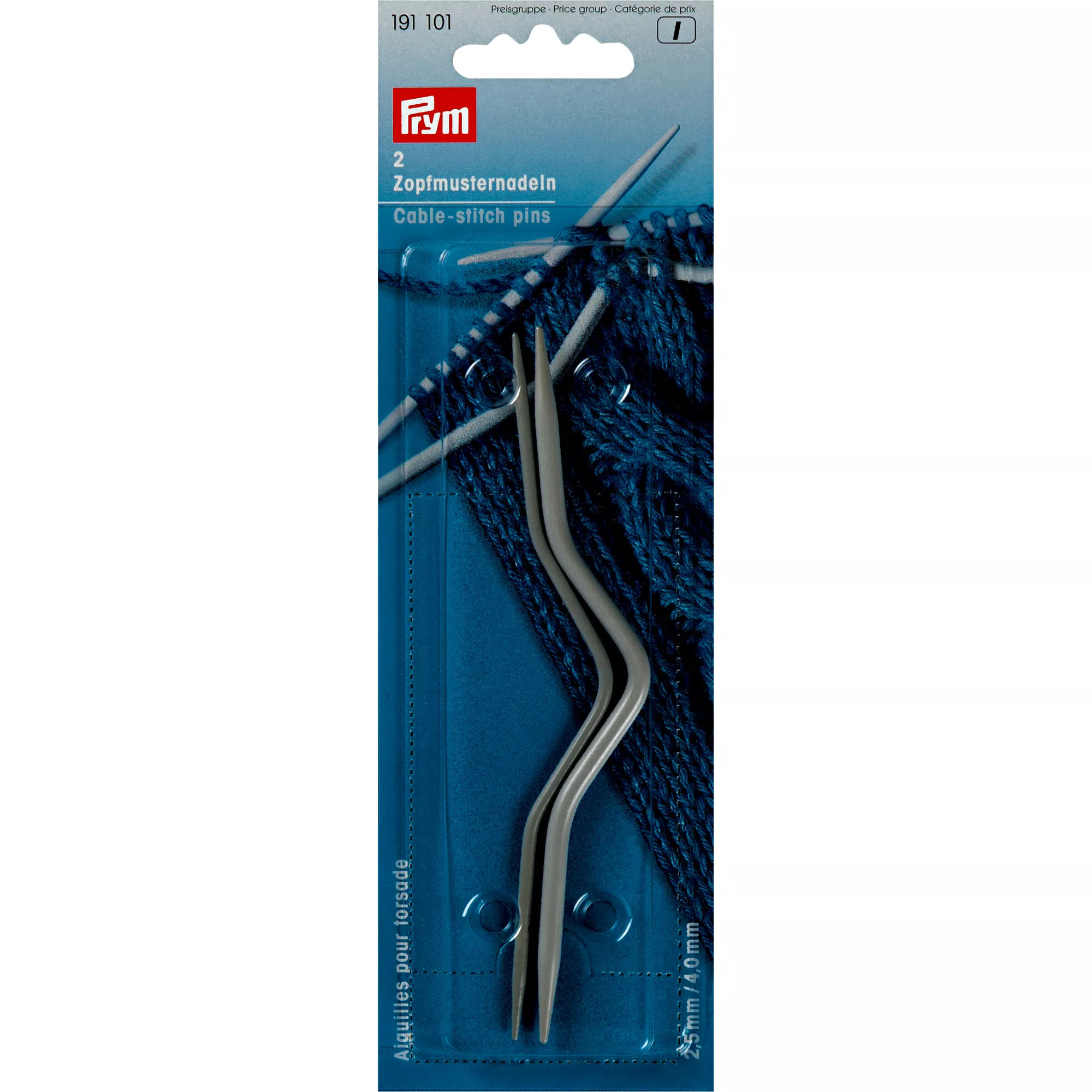 Cable-stitch needles, 2.50 + 4.00mm, grey