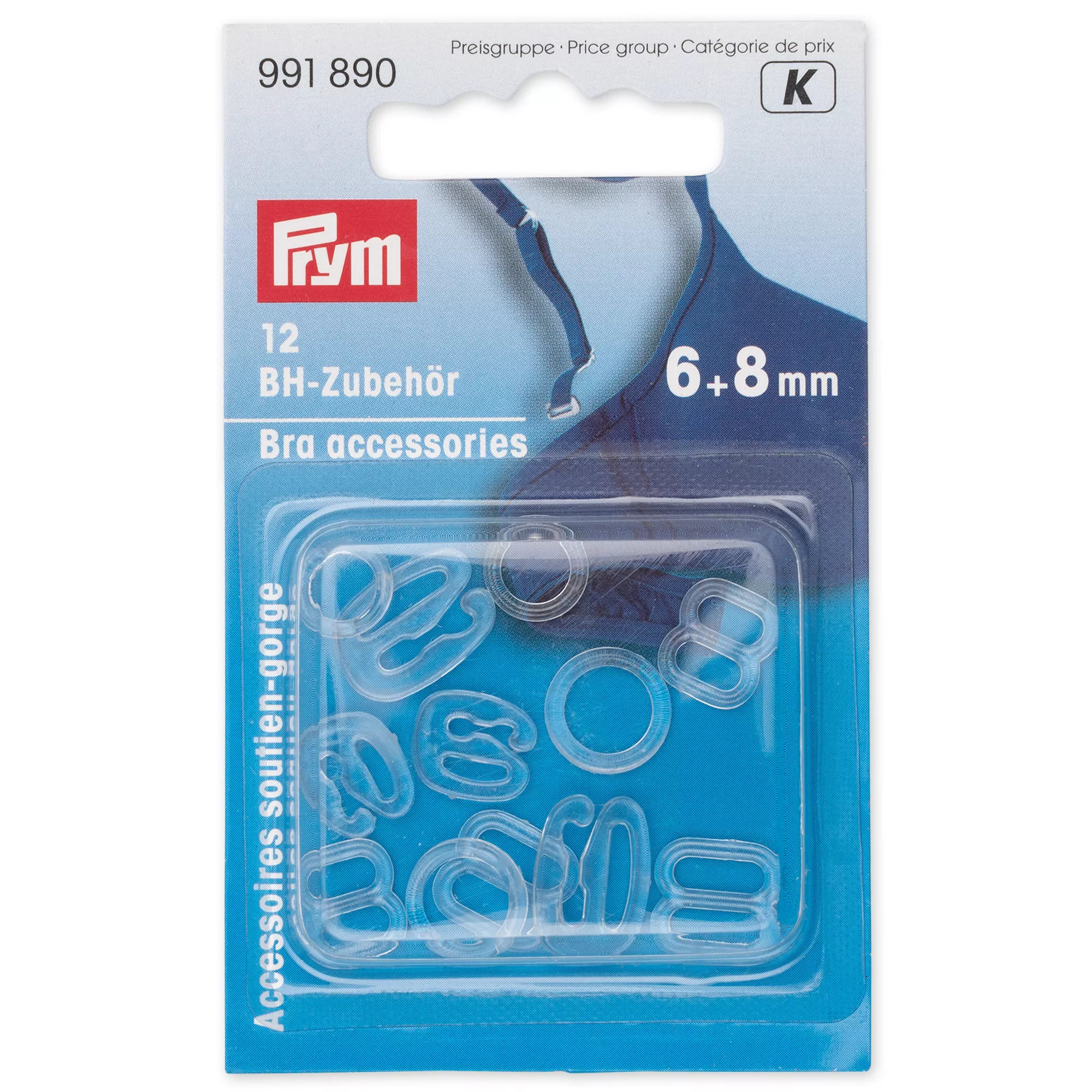 Bra accessories, 6 and 8 mm, transparent