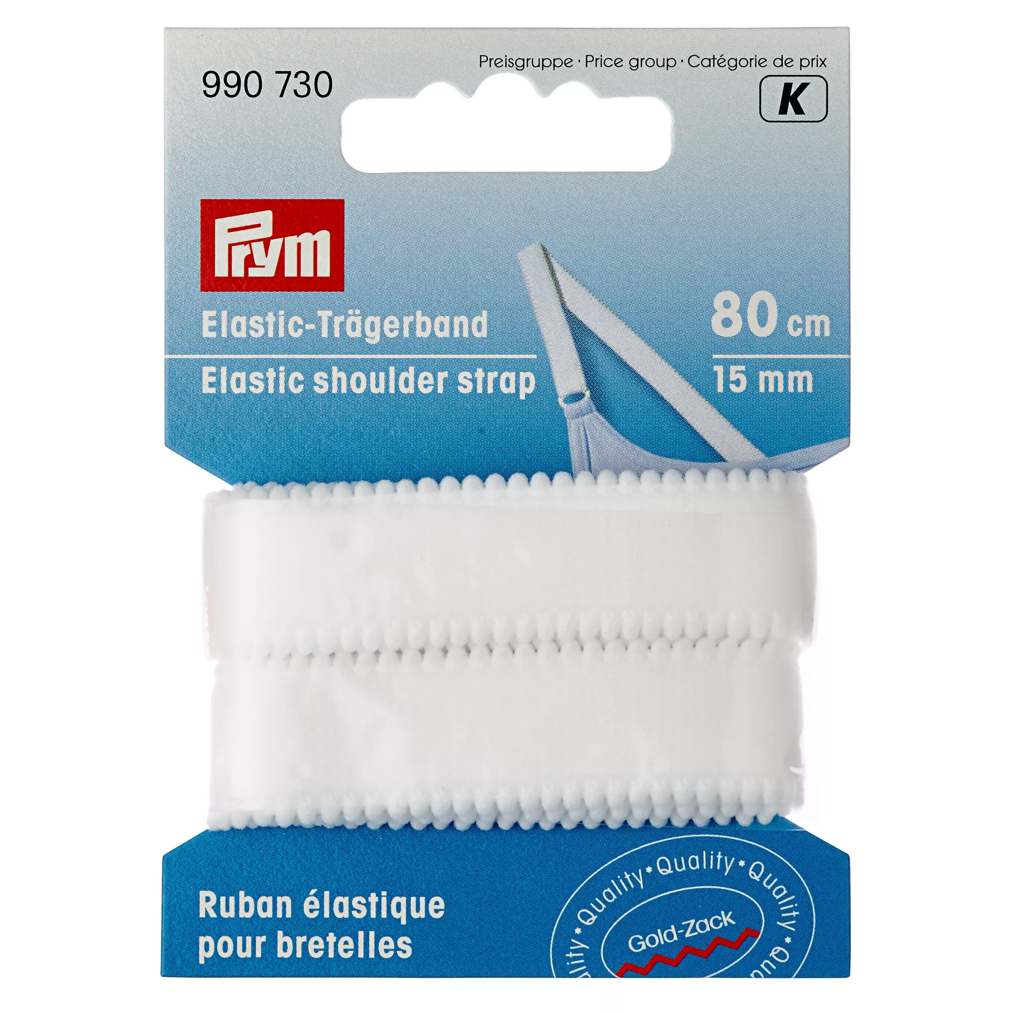 Elastic shoulder strap, 15mm, white, 80cm