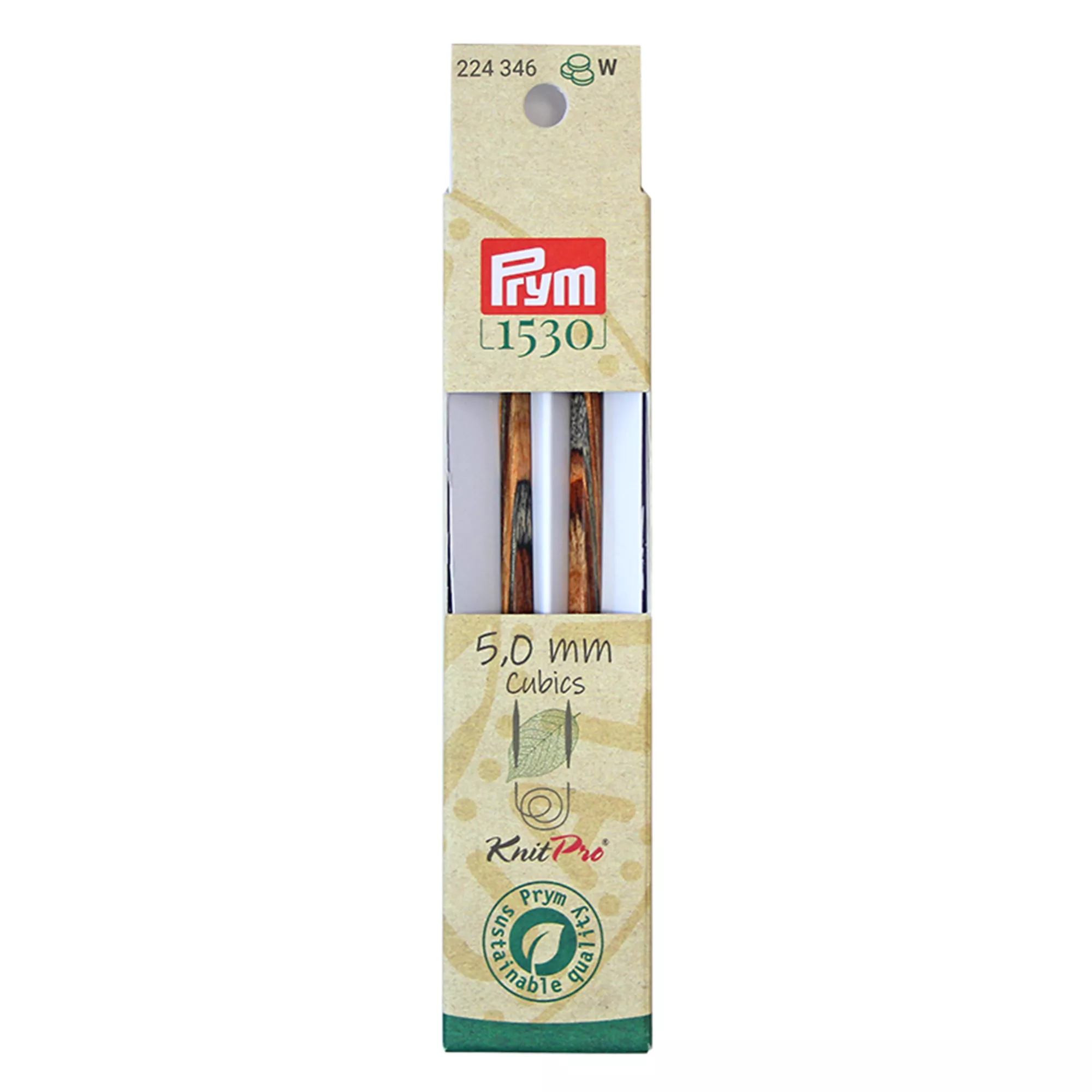 Knitting pin points, natural, CUBICS, long, 11.6cm, 5.00mm