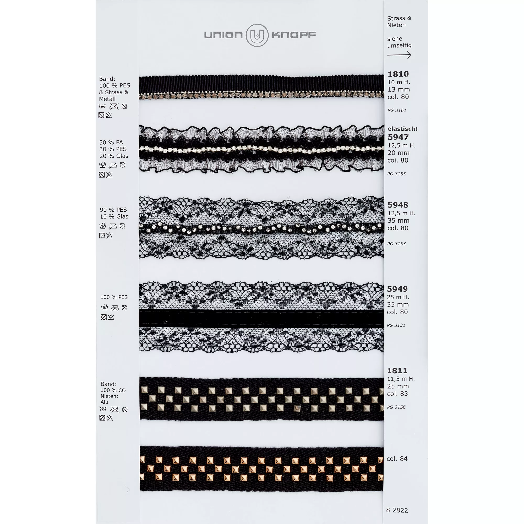 Piping with rhinestones 13mm black