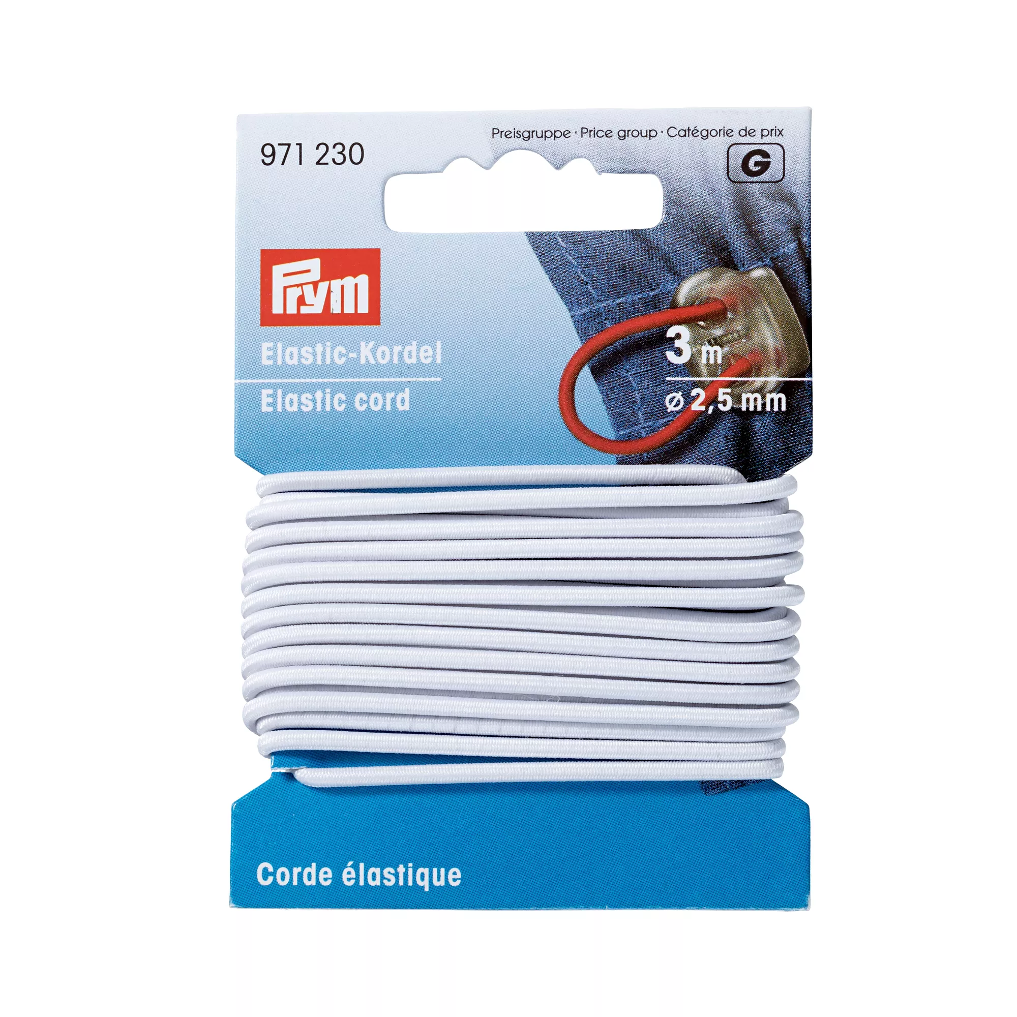 Cordoncino elastico, 2,5mm, bianco, 3m