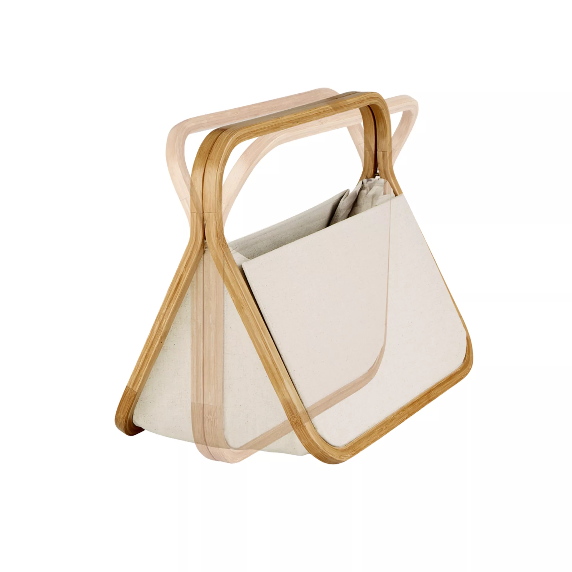 Fold & Store basket canvas & bamboo in natural