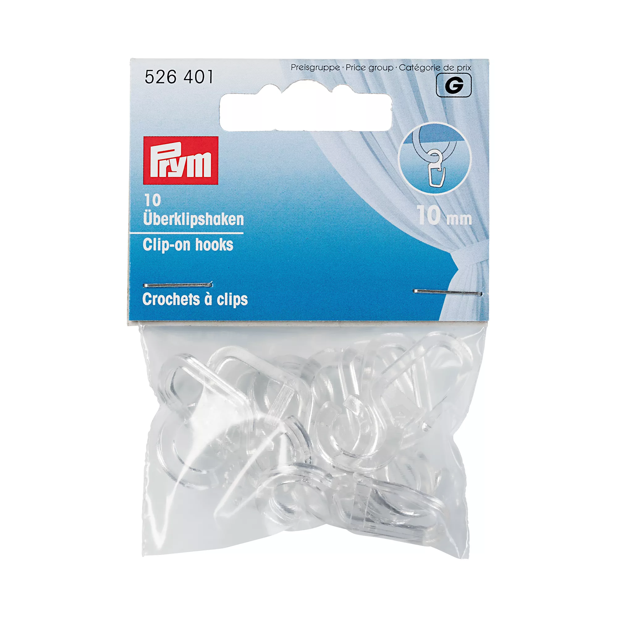 Ganchos con clip, 10mm, transparente