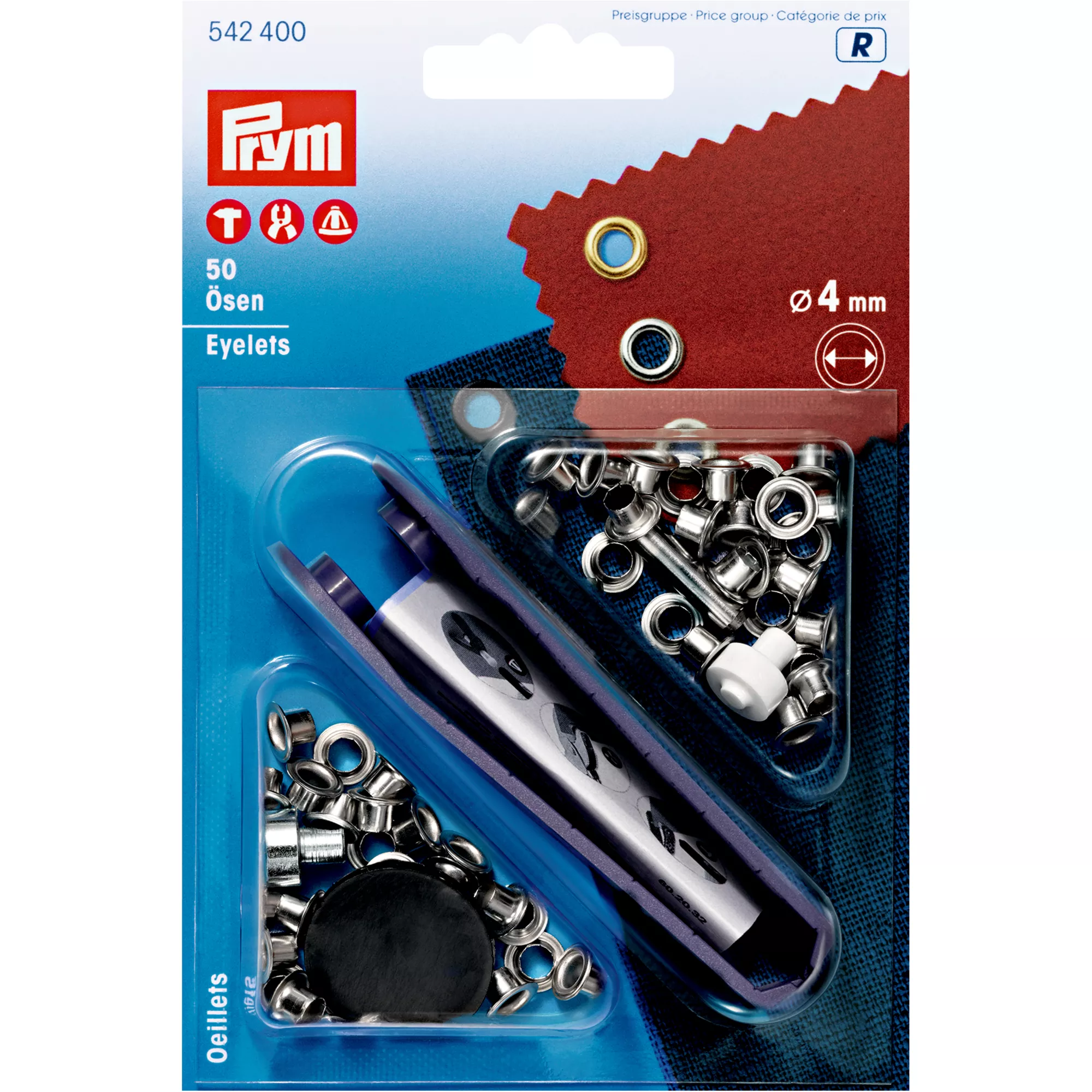 Eyelets, 4.0mm, silver-coloured