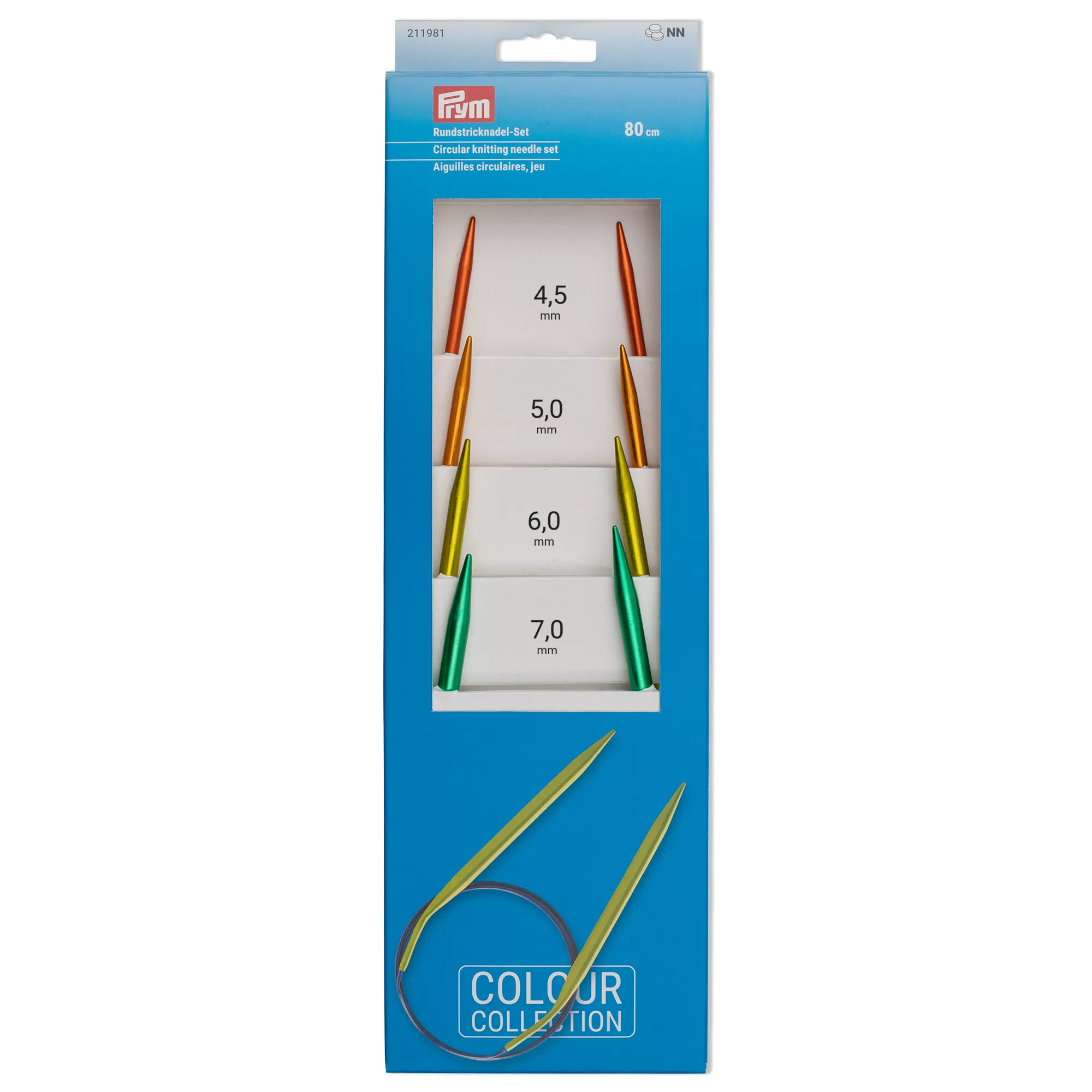 Circular knitting needle set ALU, coloured 4.5-7.0mm/80cm