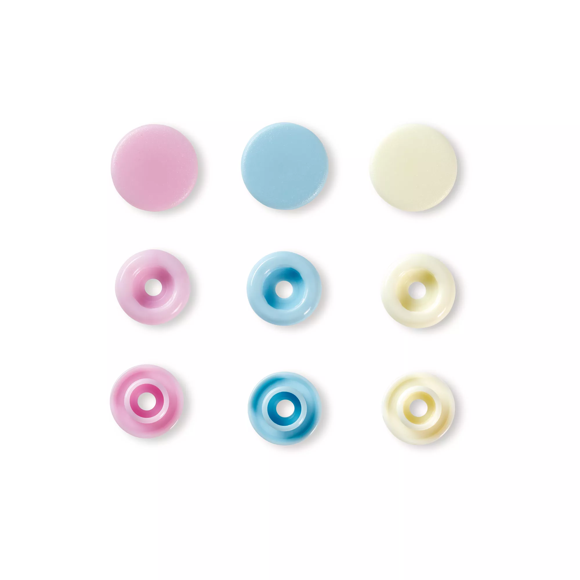 Color snap fastener, Prym Love, 12.4 mm, rose/light blue/pearl