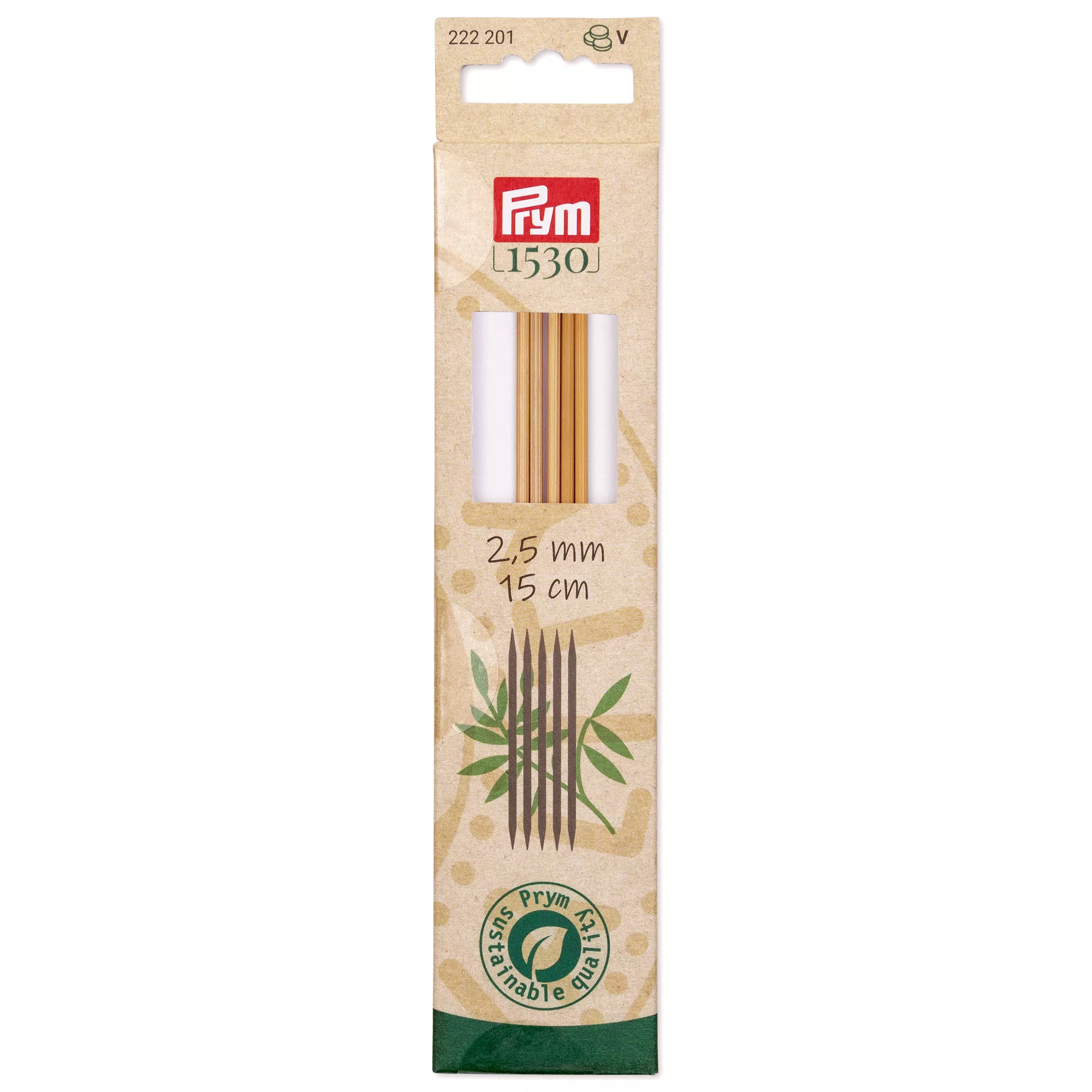 Gioco ferri a doppia punta Prym 1530, bambù, 15cm, 2,50mm
