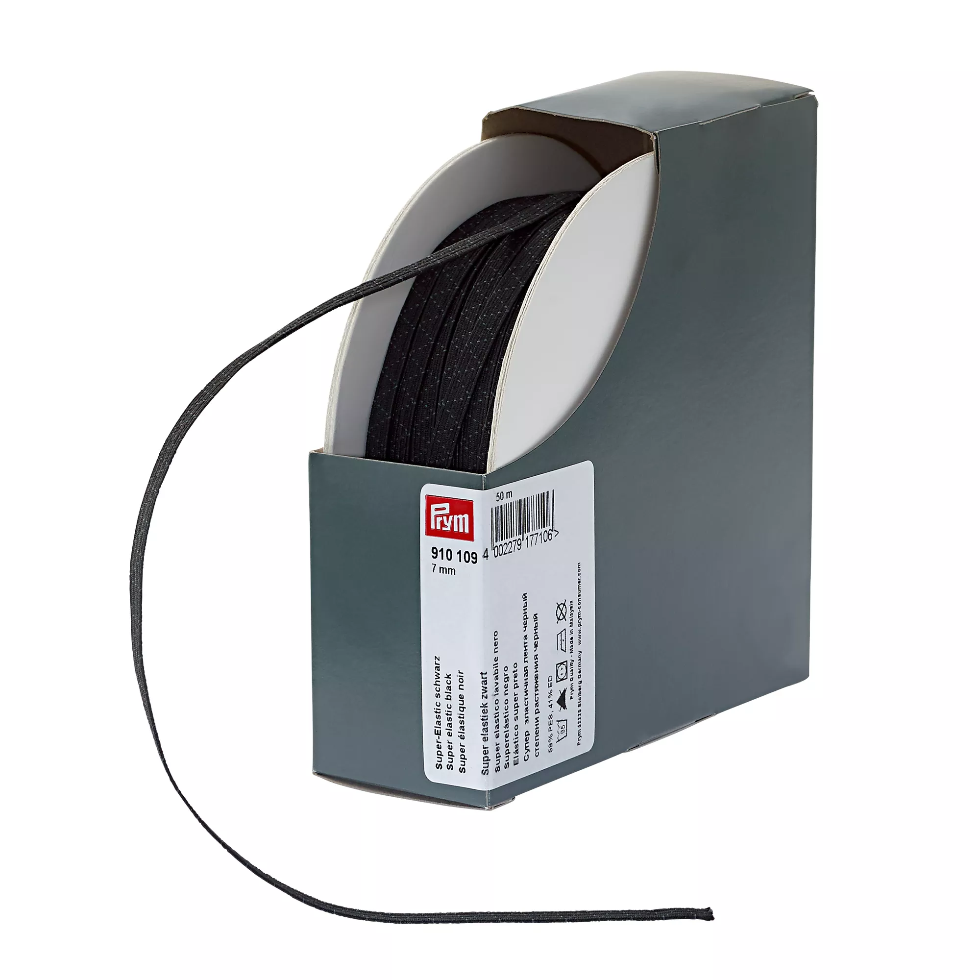 Super elastico lavabile, 7mm, nero, 50m