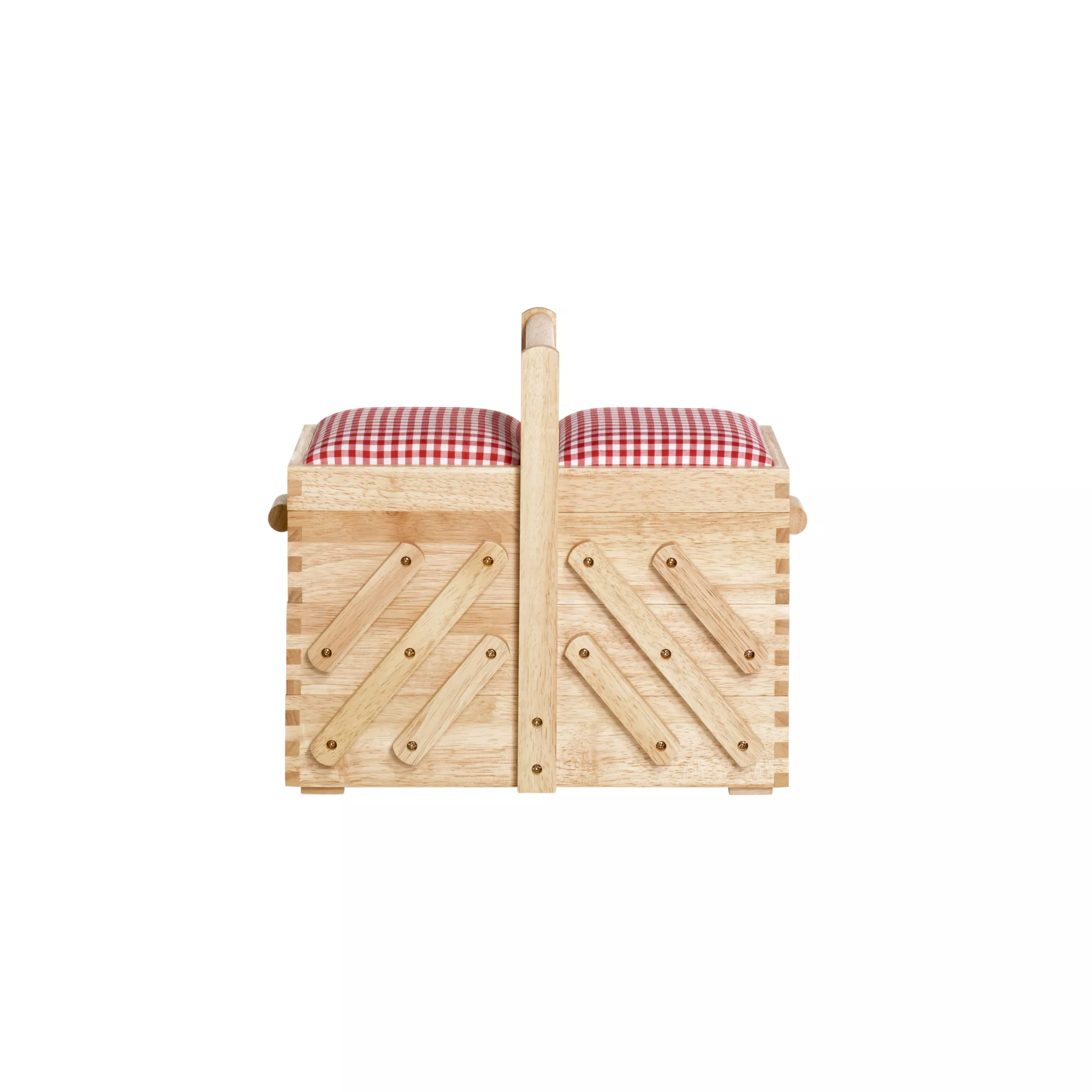 Sewing box in light wood, with fabric